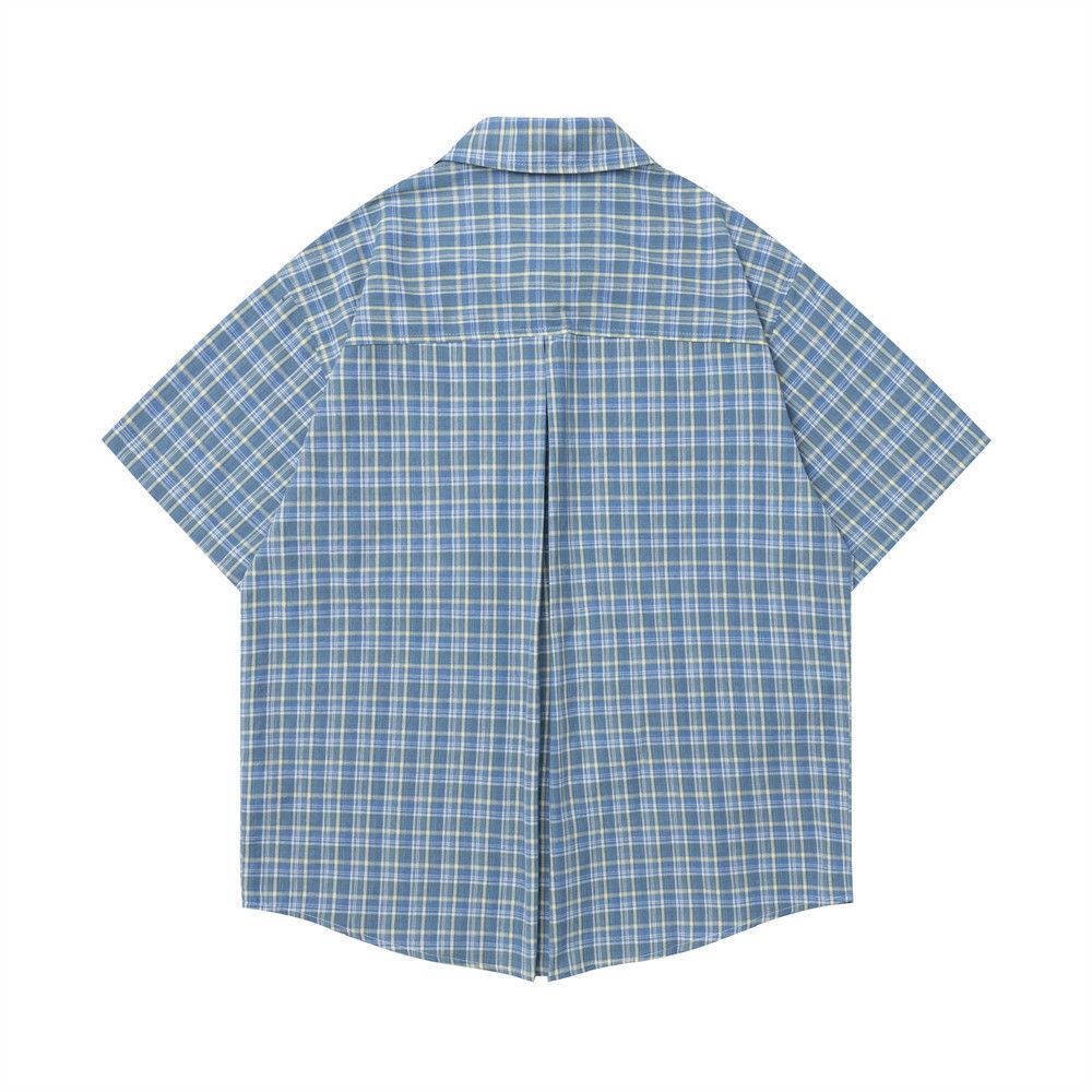 Japanese Brand Men's Loose Casual Plaid Shirt with Cartoon Embroidery Size US M / EU 48-50 / 2 - 2 Thumbnail