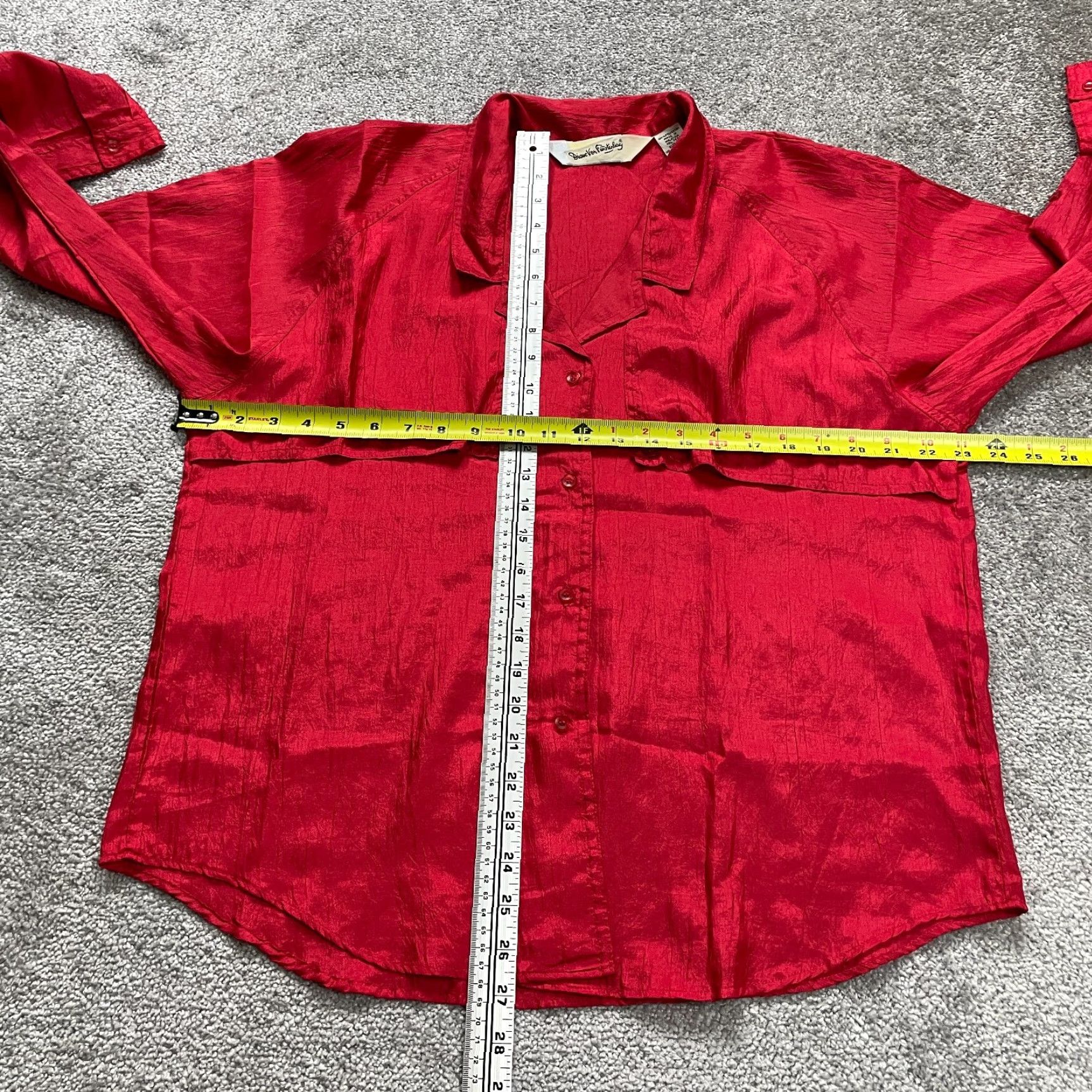 Diane von Furstenberg Diane von Furstenberg Button Down Blouse Womens 16 Red Long Sleeve Lightweight Size XXL / US 16-18 / IT 52-54 - 7 Thumbnail