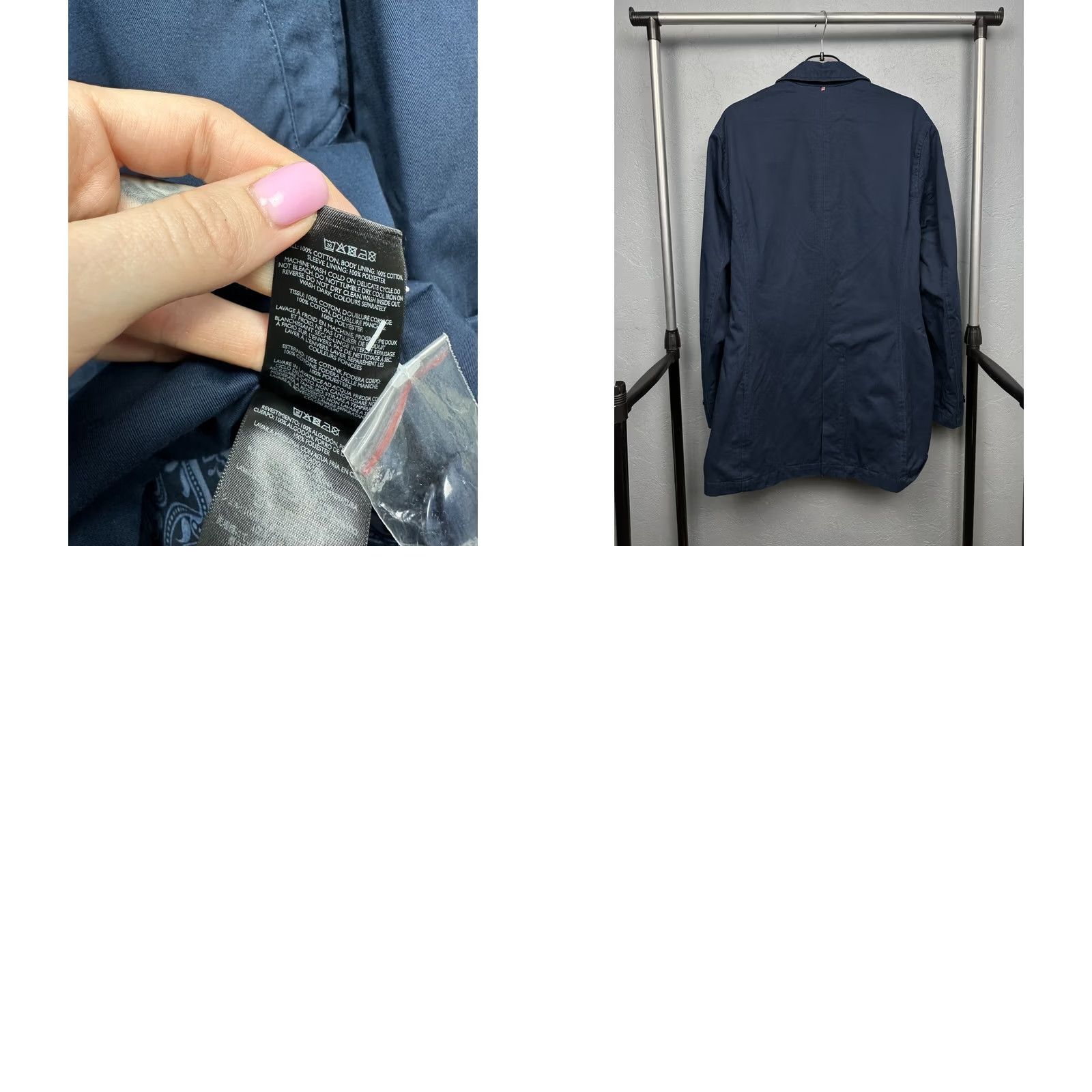 Pretty Green Pretty Green Mens Trench Coat Jacket L Blue Cotton Solid Button Jacket Mens Trench Coat - 90s? Size US L / EU 52-54 / 3 - 8 Thumbnail