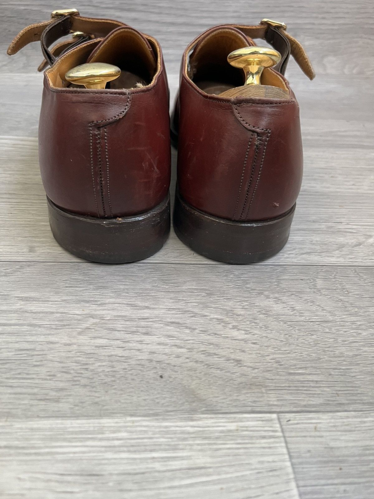 Tricker's Trickers double monk strap burgundy oxford leather shoes Size US 11.5 / EU 44-45 - 5 Thumbnail