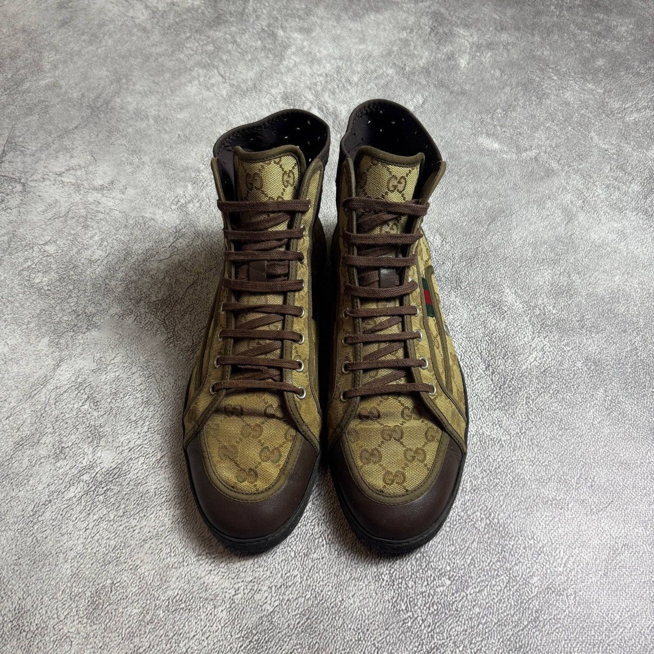 Gucci GG California Monogram Leather Striped High Top