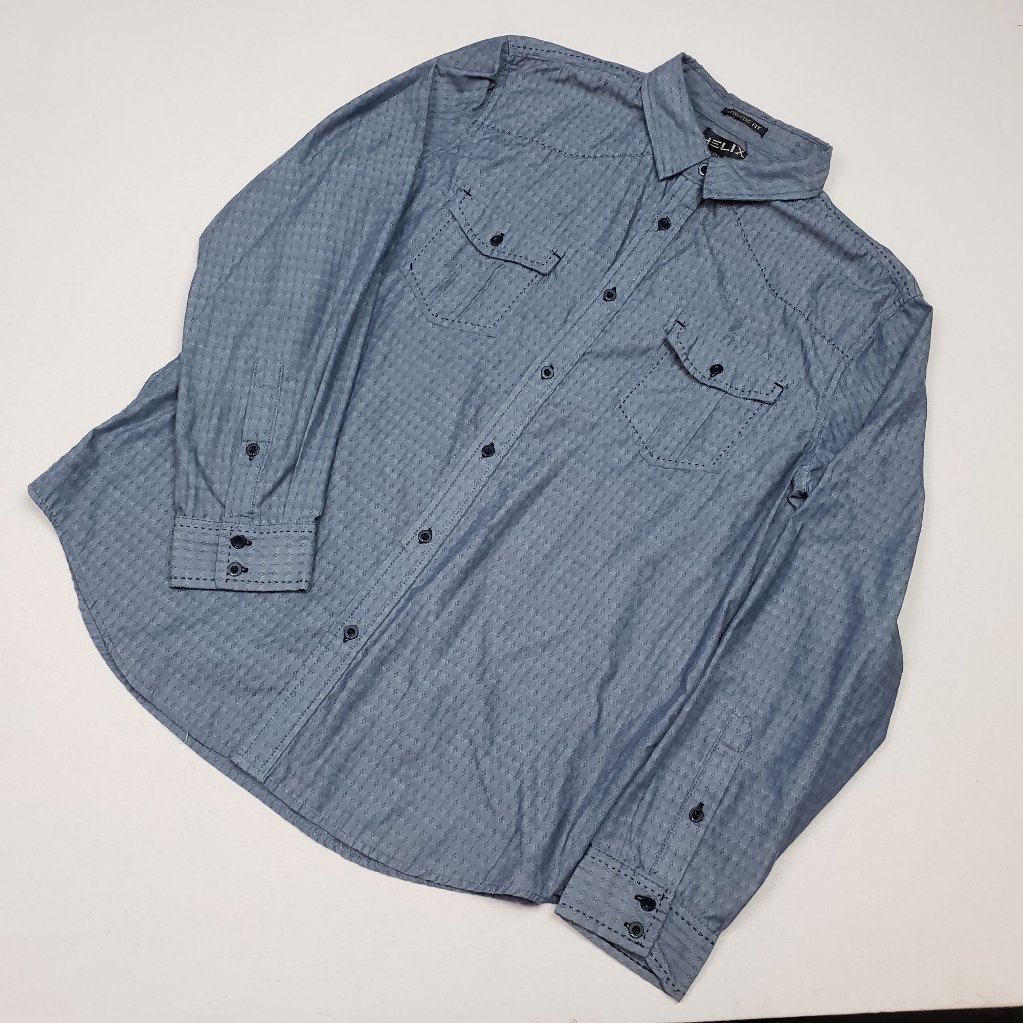 Helix Helix Men's Long Sleeve Button Down Gray Houndstooth Shirt Size US XL / EU 56 / 4 - 1 Thumbnail