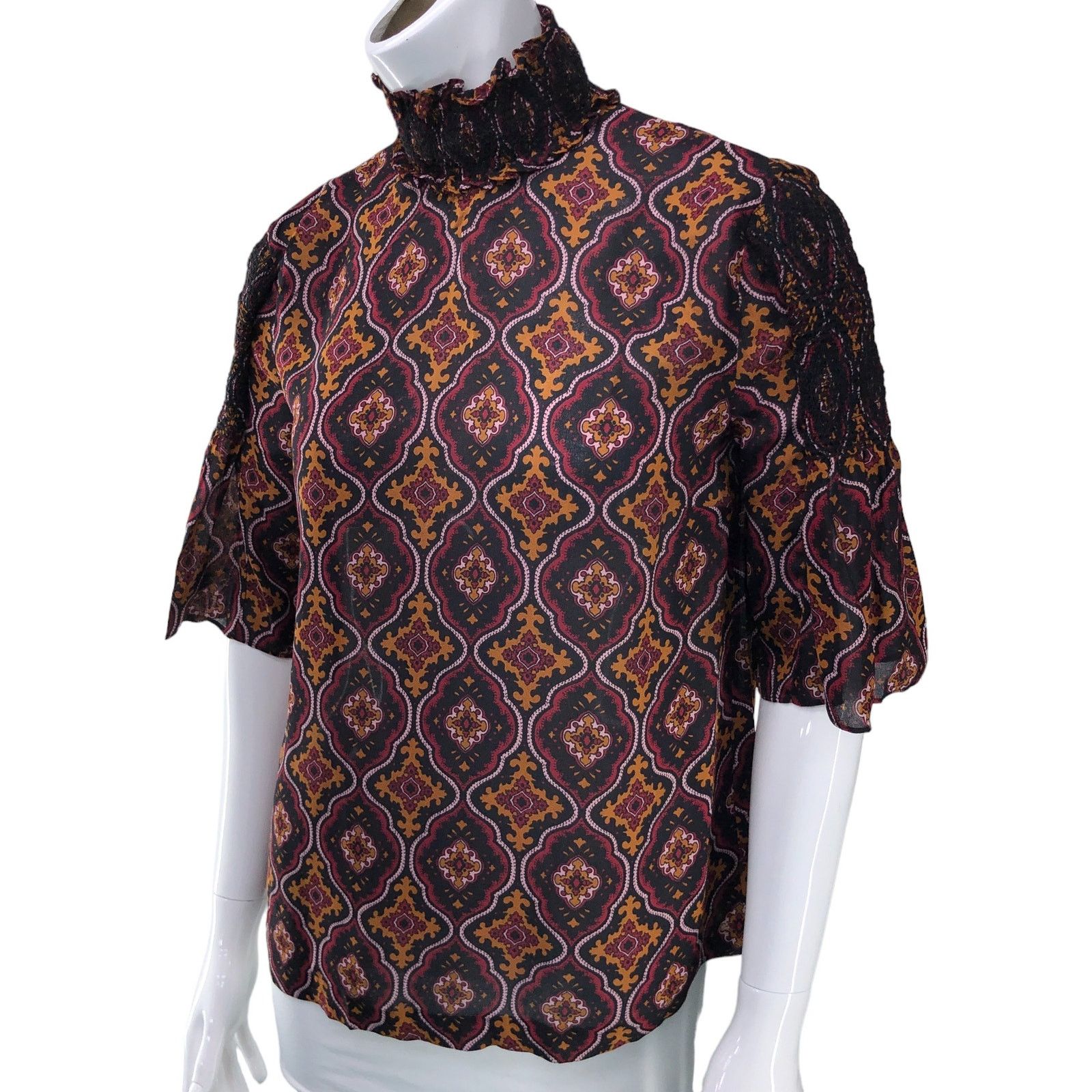 A.L.C. A.L.C. Womens Sz 6 Miranda Top Smocked Collar 100% Silk Size M / US 6-8 / IT 42-44 - 1 Thumbnail