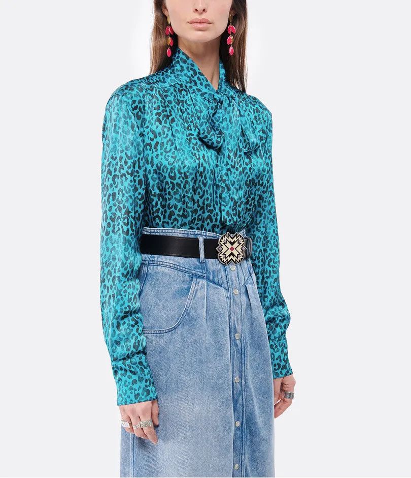 Golden Goose o1y0825 Leopard-print Patterned Shirt in Blue/Black Size S / US 4 / IT 40 - 2 Thumbnail