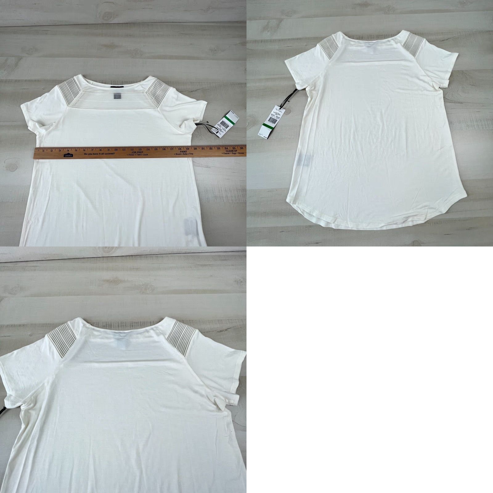 Vintage Nue Options Womens White Short Sleeve Mesh Top Blouse Large Size L / US 10 / IT 46 - 8 Thumbnail