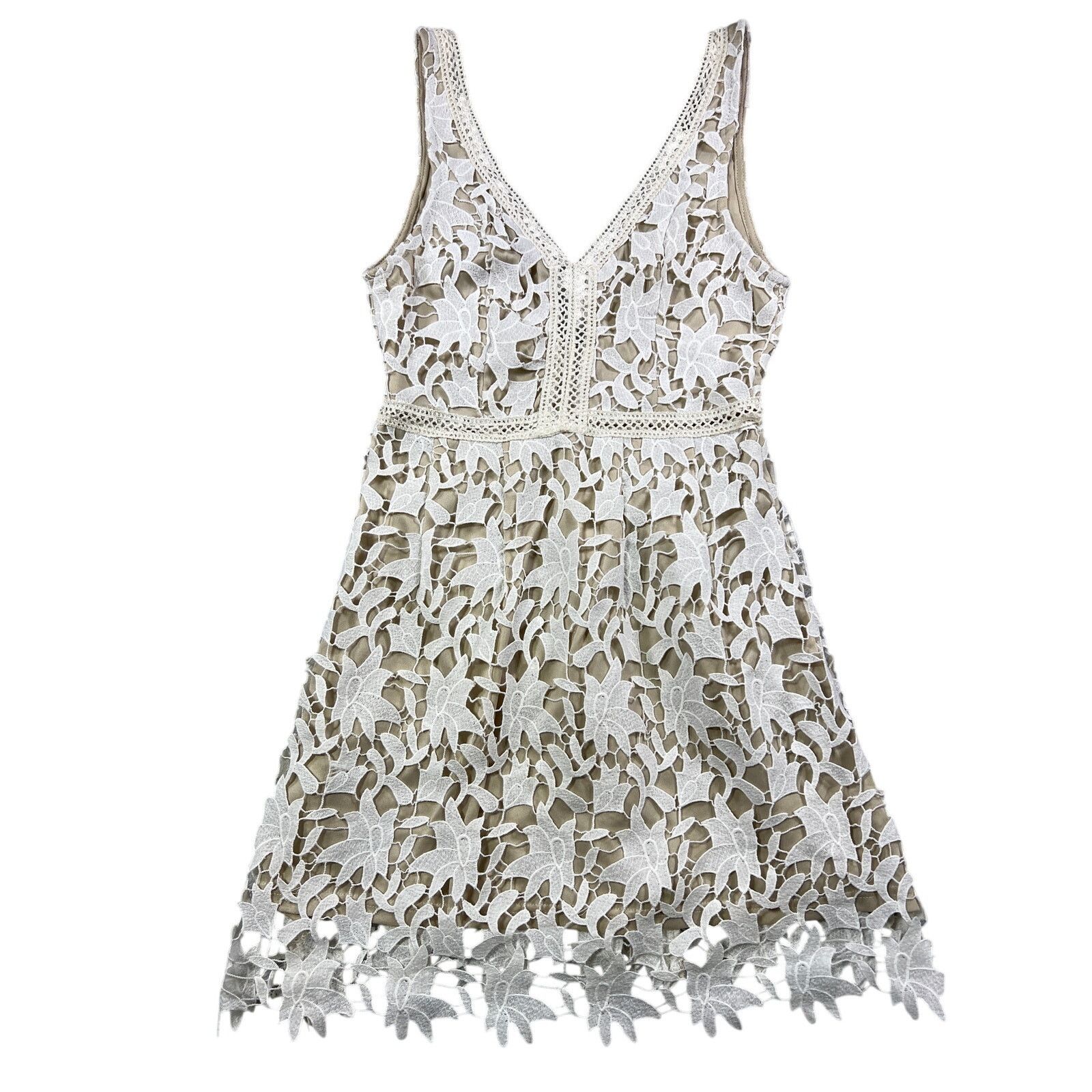 Other Lace Mini Dress Small White Coastal Cowgirl Boho V Neck Size S / US 4 / IT 40 - 1 Thumbnail