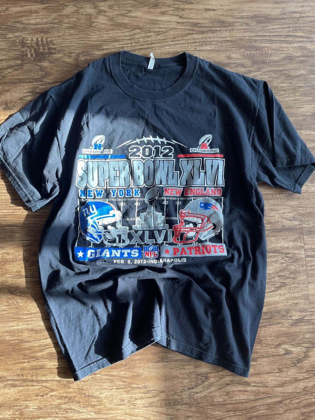 Vintage 2012 Giants vs Patriots Super Bowl Tee Size US L / EU 52-54 / 3 - 2 Thumbnail