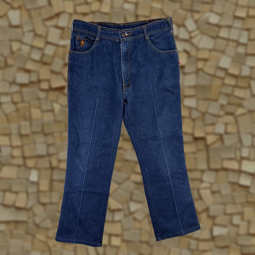 Vintage VINTAGE Braxton Denim Jeans Blue 70s 80s Mens Embroidered 33 x 27 Inseam 27 Waist 33 Look Hippy Size US 33 - 1 Thumbnail