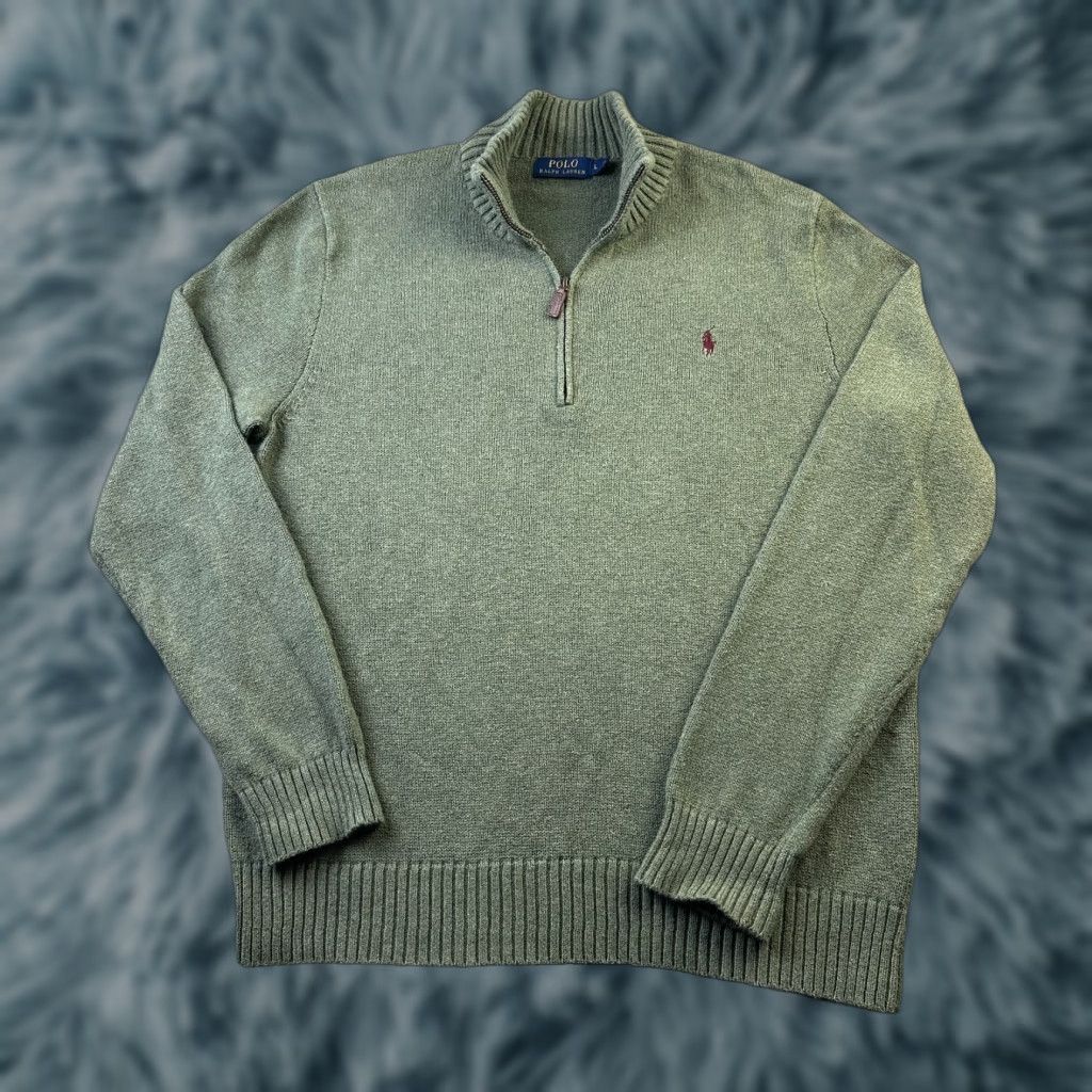 Polo Ralph Lauren Polo Ralph Lauren Sweater Polo Ralph Lauren Mens Large Green Knit Quarter Zip Pony Size US L / EU 52-54 / 3 - 1 Thumbnail