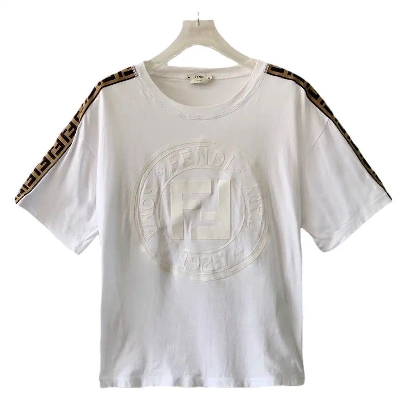 Fendi Fendi Women's Cotton T-shirt in White 0089 Size S / US 4 / IT 40 - 1 Thumbnail