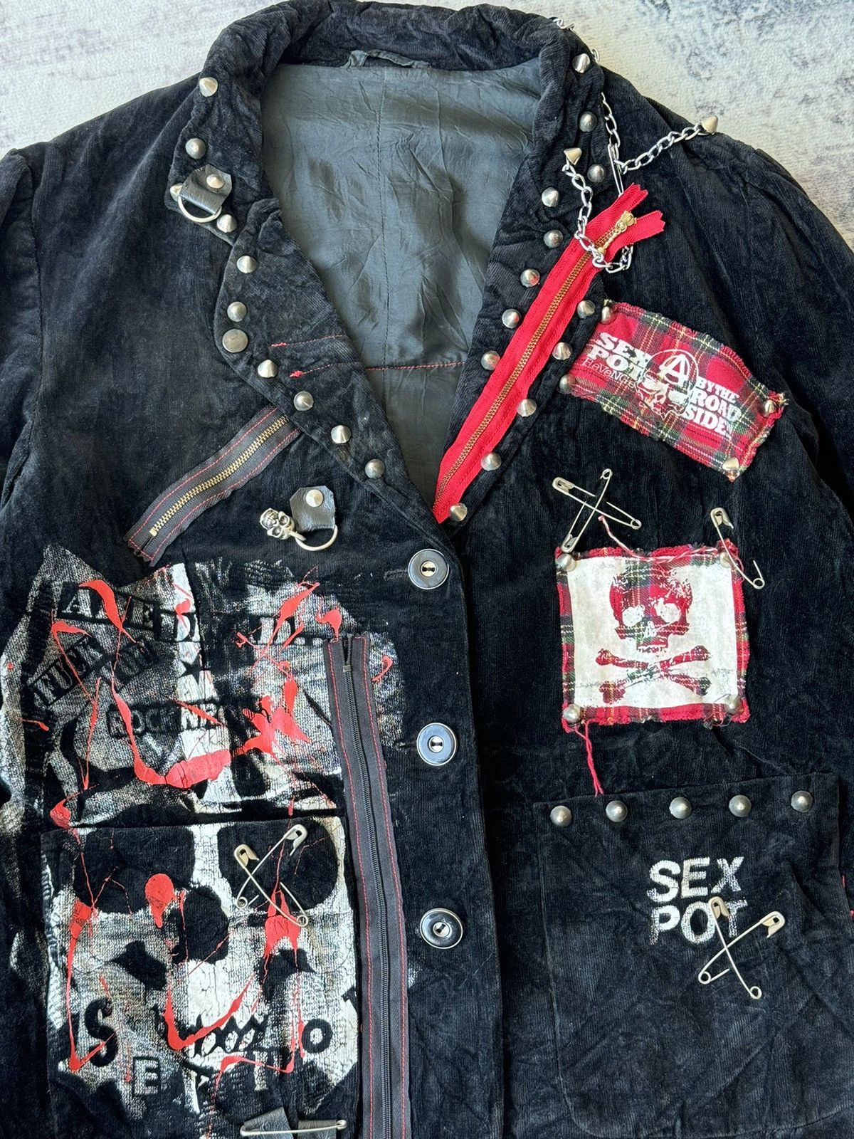 Vintage Sex Pot Revenge Punk Chains Pins Riot Poem Blazer Jacket Size US M / EU 48-50 / 2 - 2 Thumbnail
