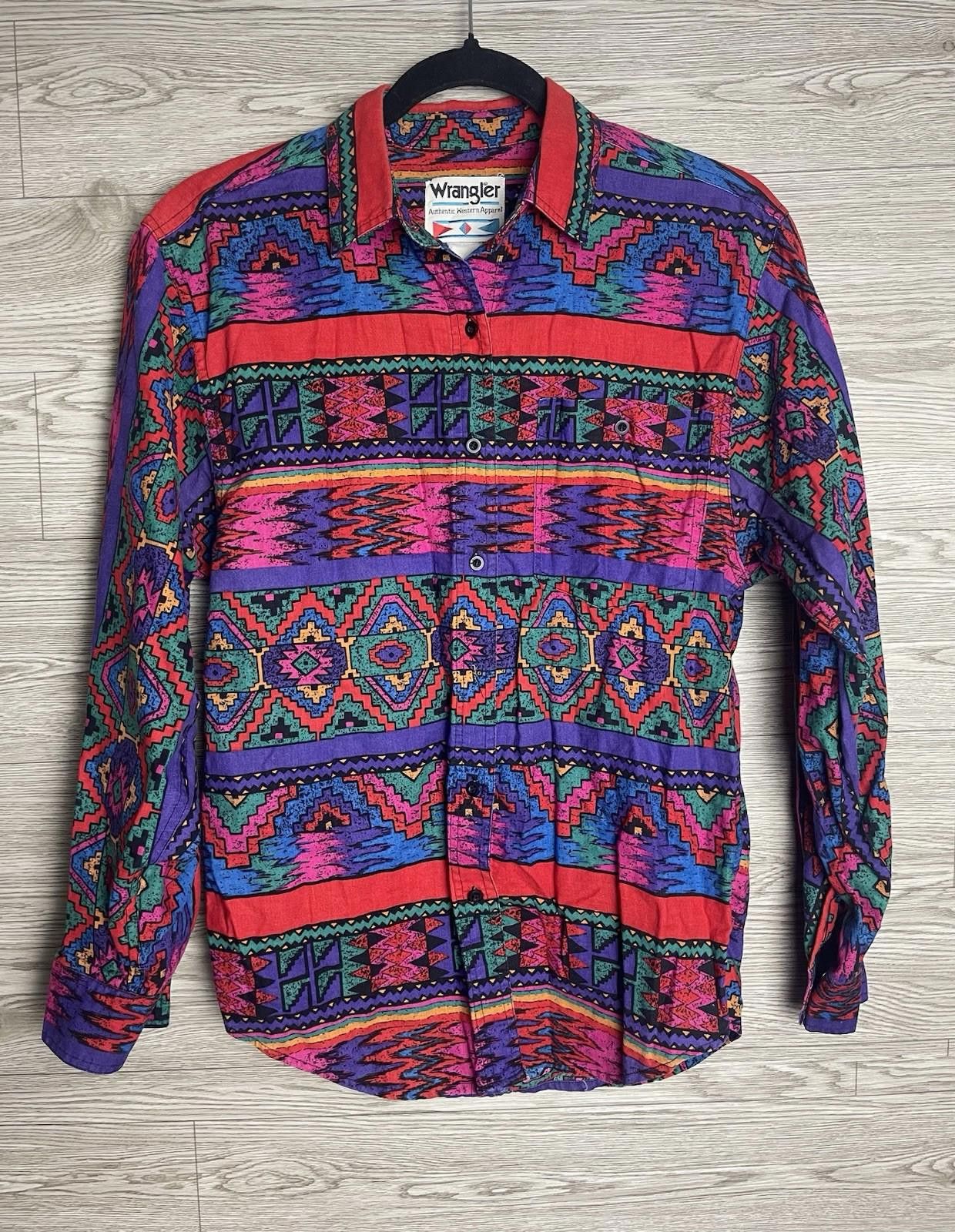 Wrangler Vtg Wrangler Shirt Womens L? Aztec Western Apparel Size L / US 10 / IT 46 - 1 Thumbnail