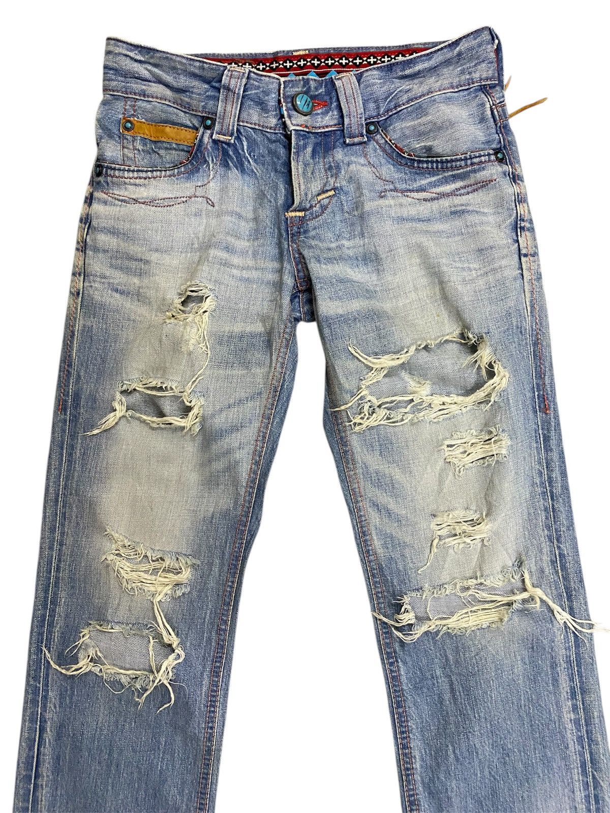 Edwin Edwin Japan Blue Trip Distressed Denim Jeans Aztec Size 28" / US 6 / IT 42 - 3 Thumbnail