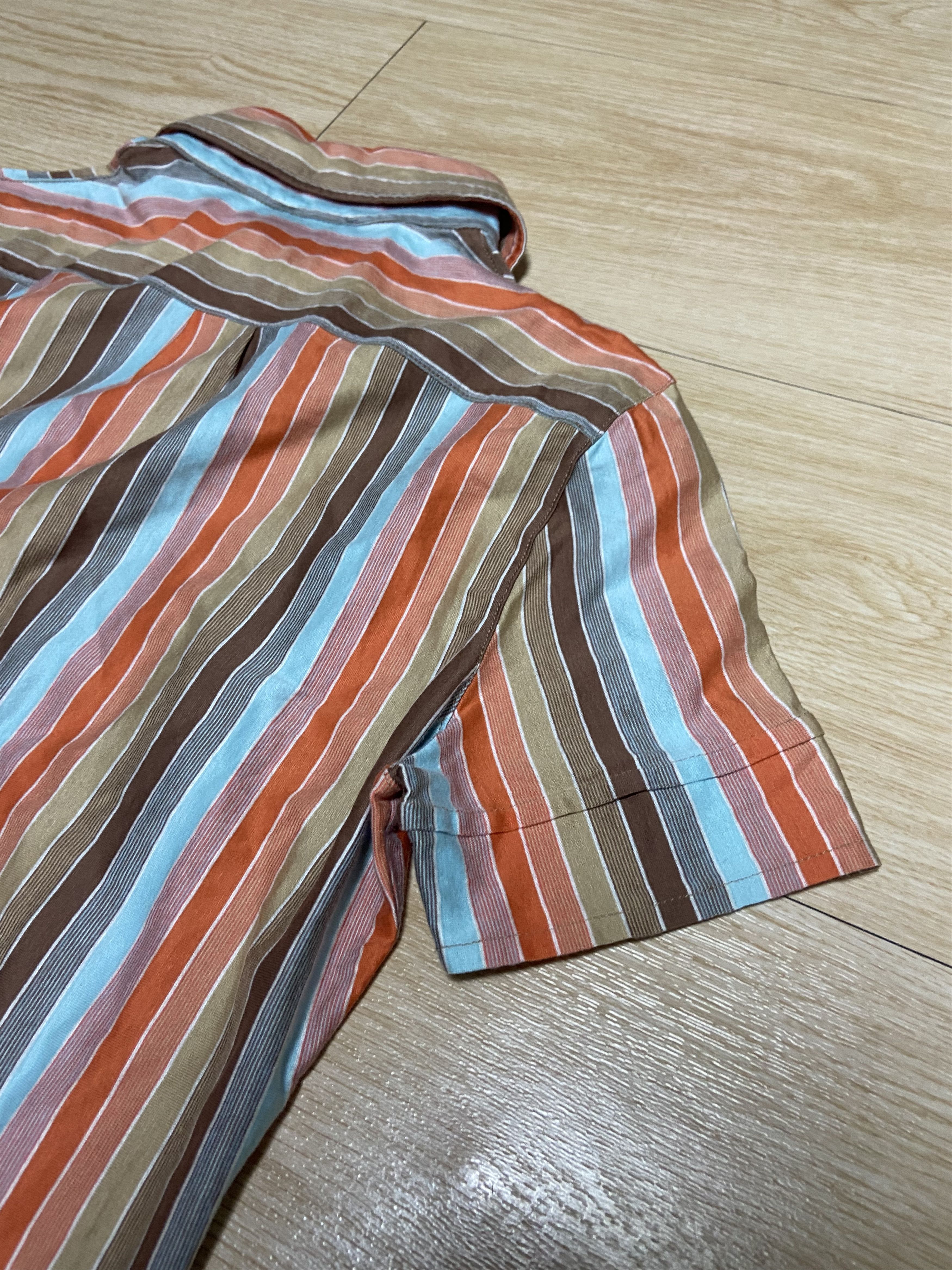 Vintage M armhole dart orange stripe button short sleeve polo shirt Size M / US 6-8 / IT 42-44 - 6 Thumbnail
