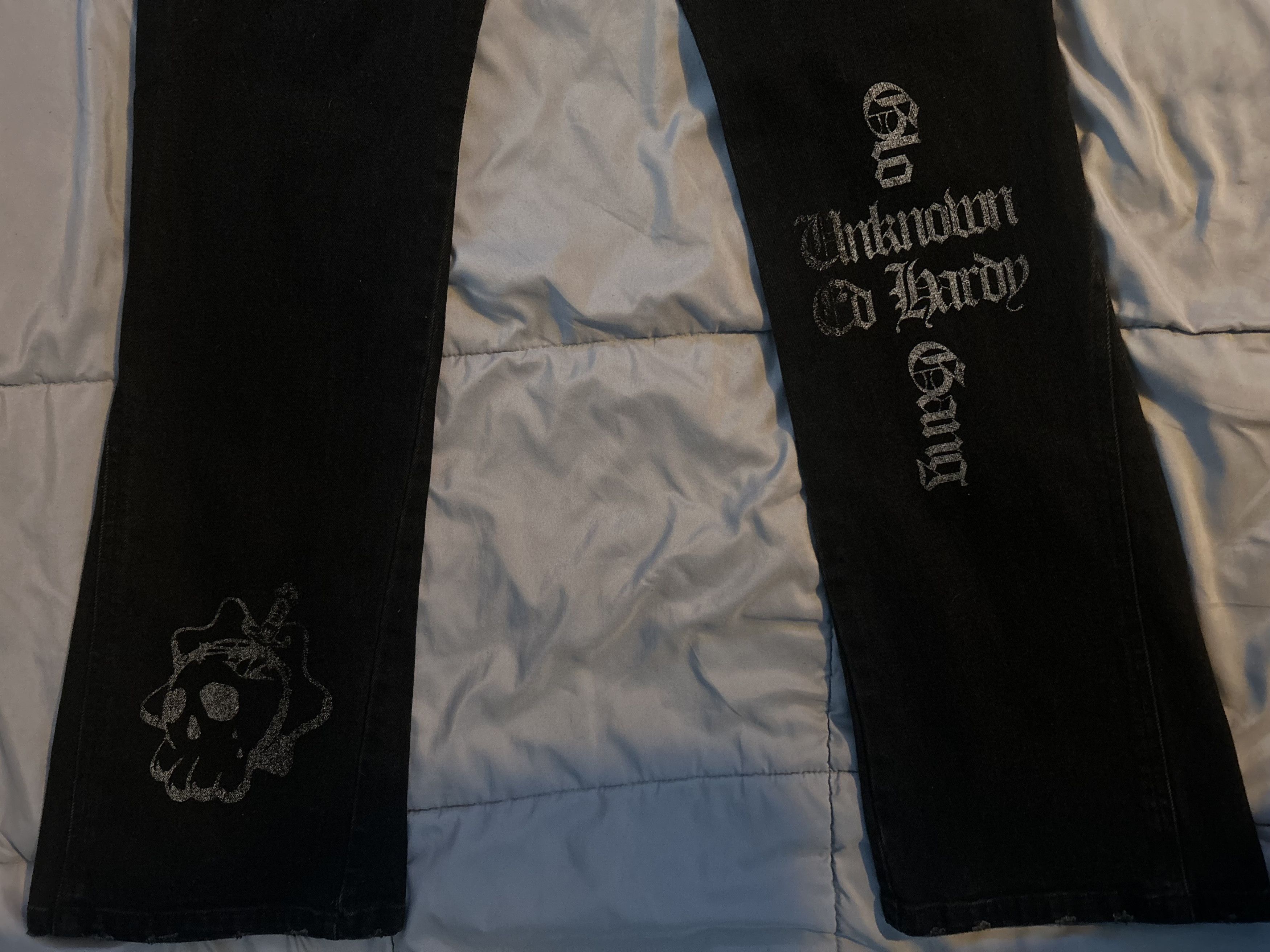 Ed Hardy × Glo Gang × Unknown London Ed Hardy Chief Keef Flared denim Size US 32 / EU 48 - 5 Thumbnail