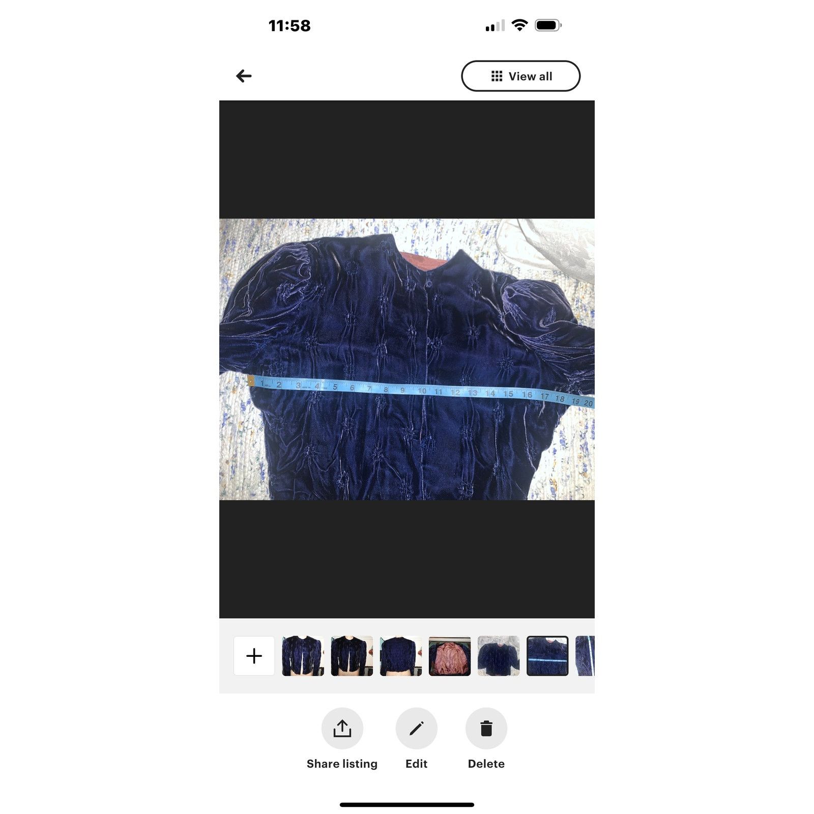 Vintage Unique VINTAGE Victorian/Edwardian Blue Velvet Jacket Size S / US 4 / IT 40 - 5 Thumbnail