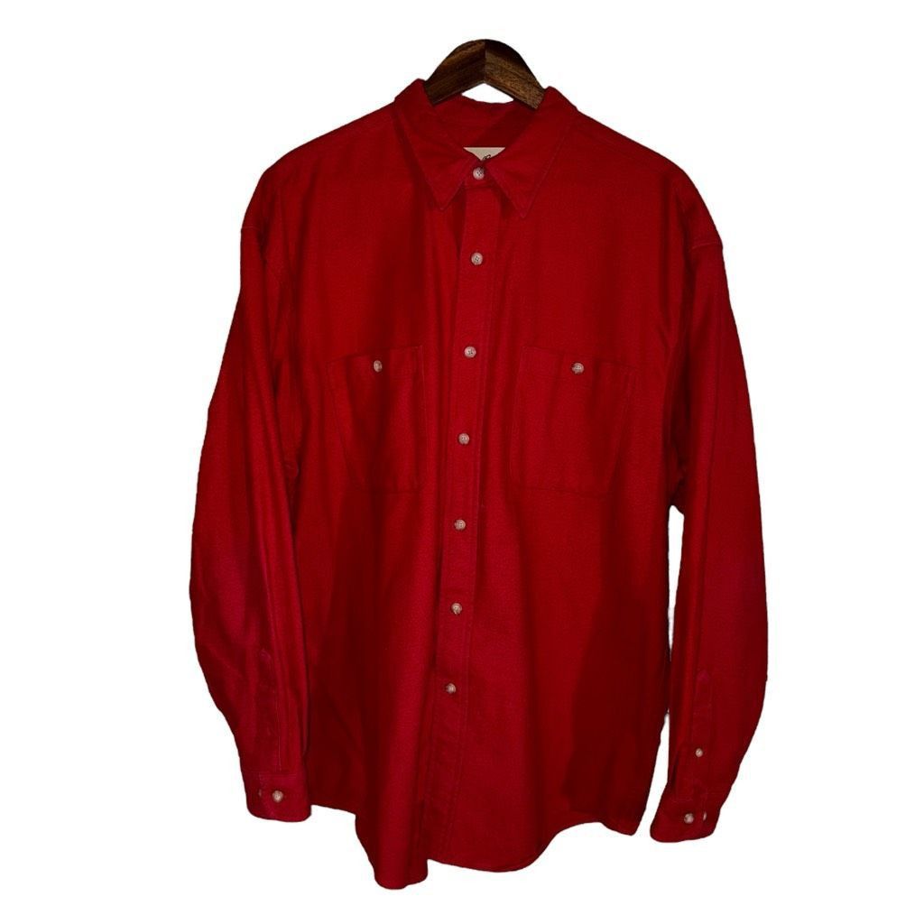 Eddie Bauer Eddie Bauer Crimson Red Chamois Flannel Sport Shirt L Size US L / EU 52-54 / 3 - 1 Thumbnail