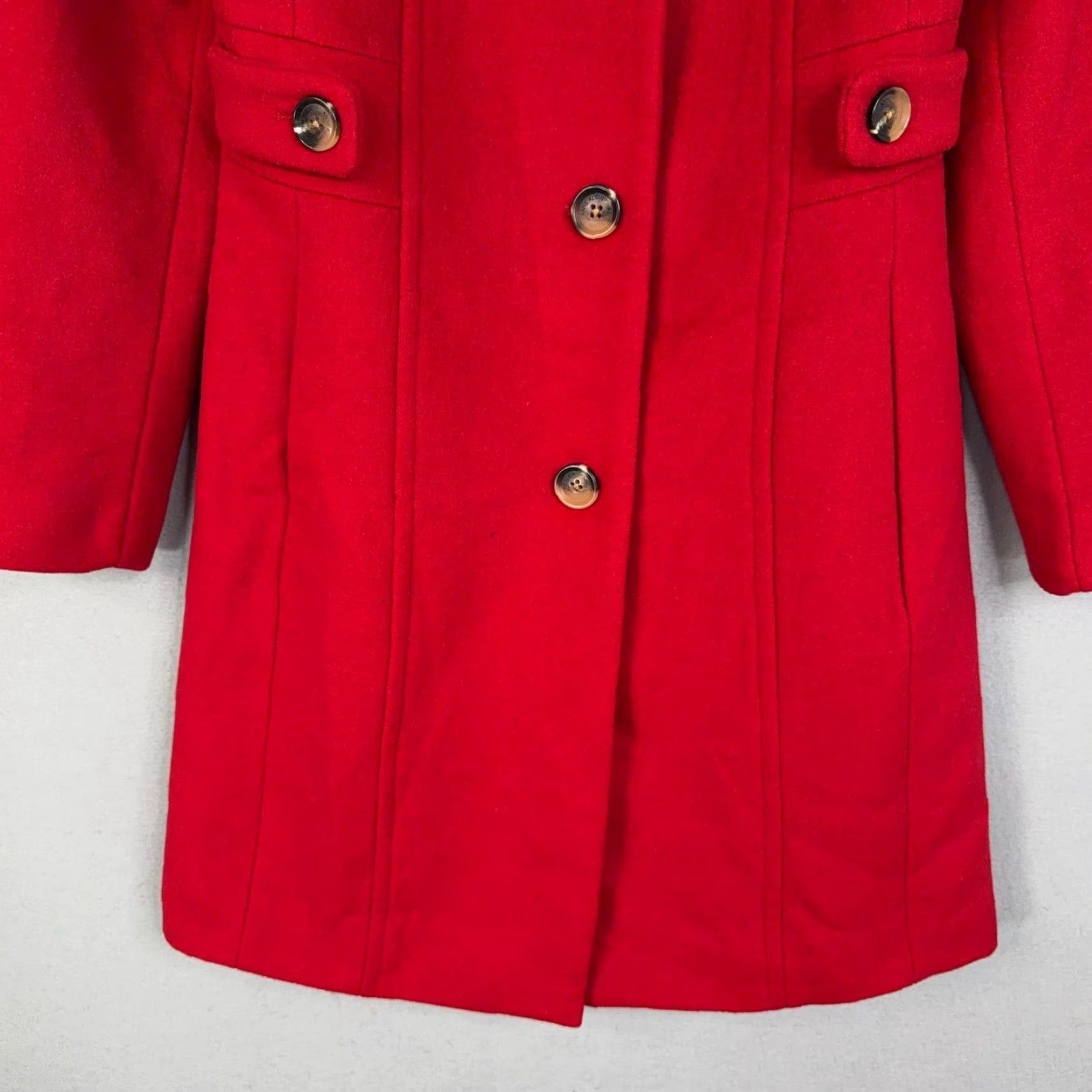 Anne Klein Anne Klein Coat Womens 4 Red Wool Cashmere Blend Single Breasted Classic Dressy Coat Size S / US 4 / IT 40 - 3 Thumbnail