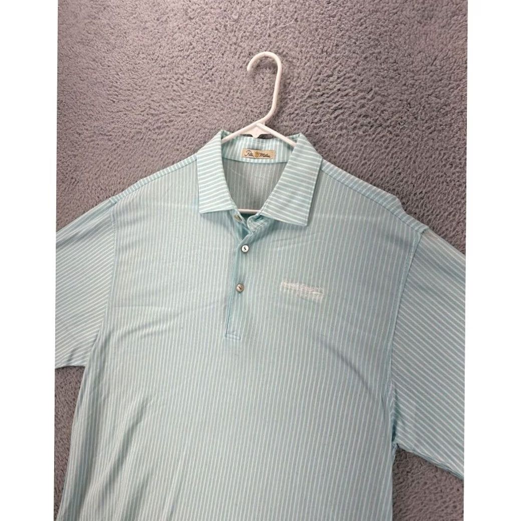 Peter Millar VINTAGE Peter Millar Shirt Men Large Aqua Pinstripe Polo Golf Rugby Short Sleeve Size US L / EU 52-54 / 3 - 3 Thumbnail
