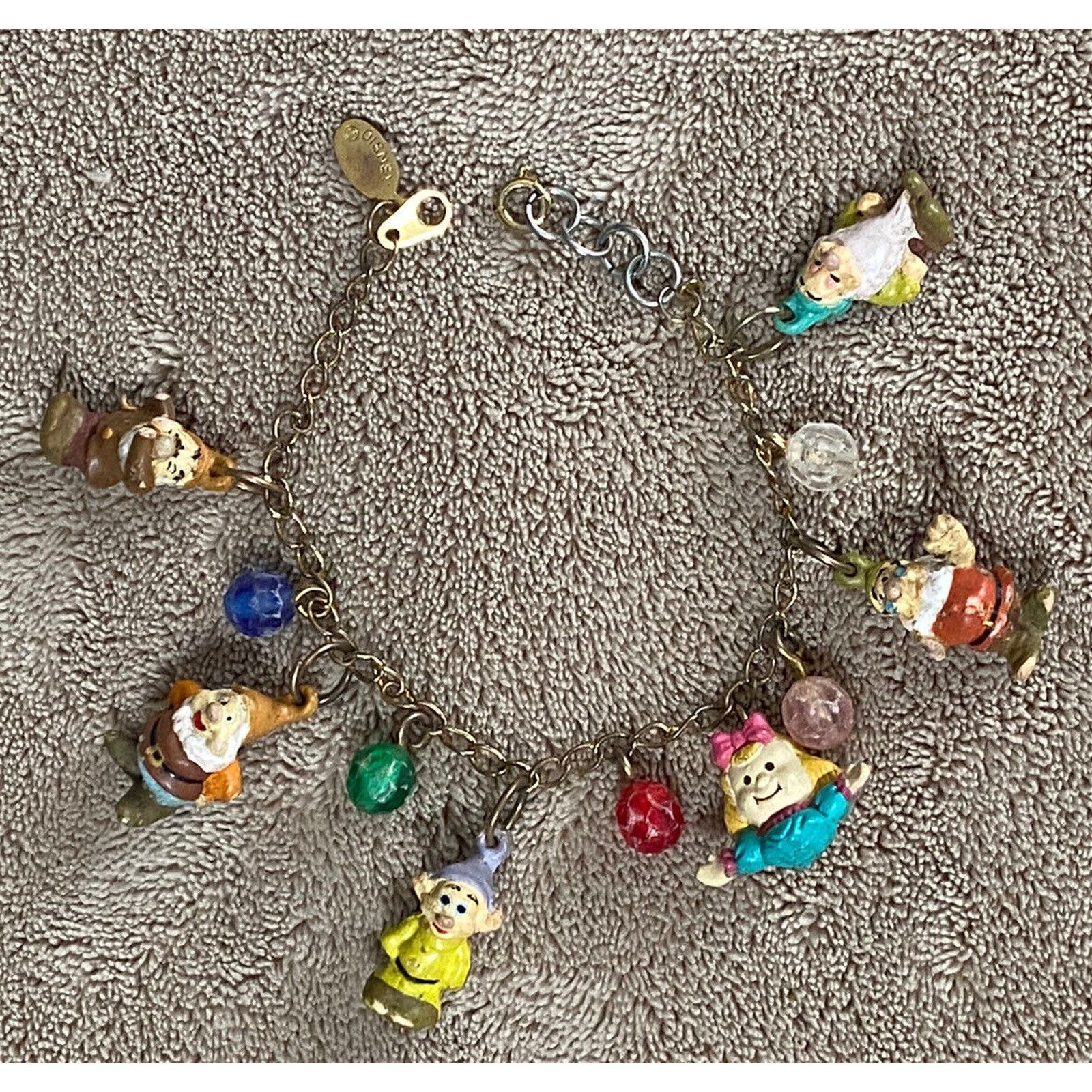 Disney 1980s Disney Vintage Antique Snow White Dwarf Charm Bracelet Size ONE SIZE - 2 Thumbnail
