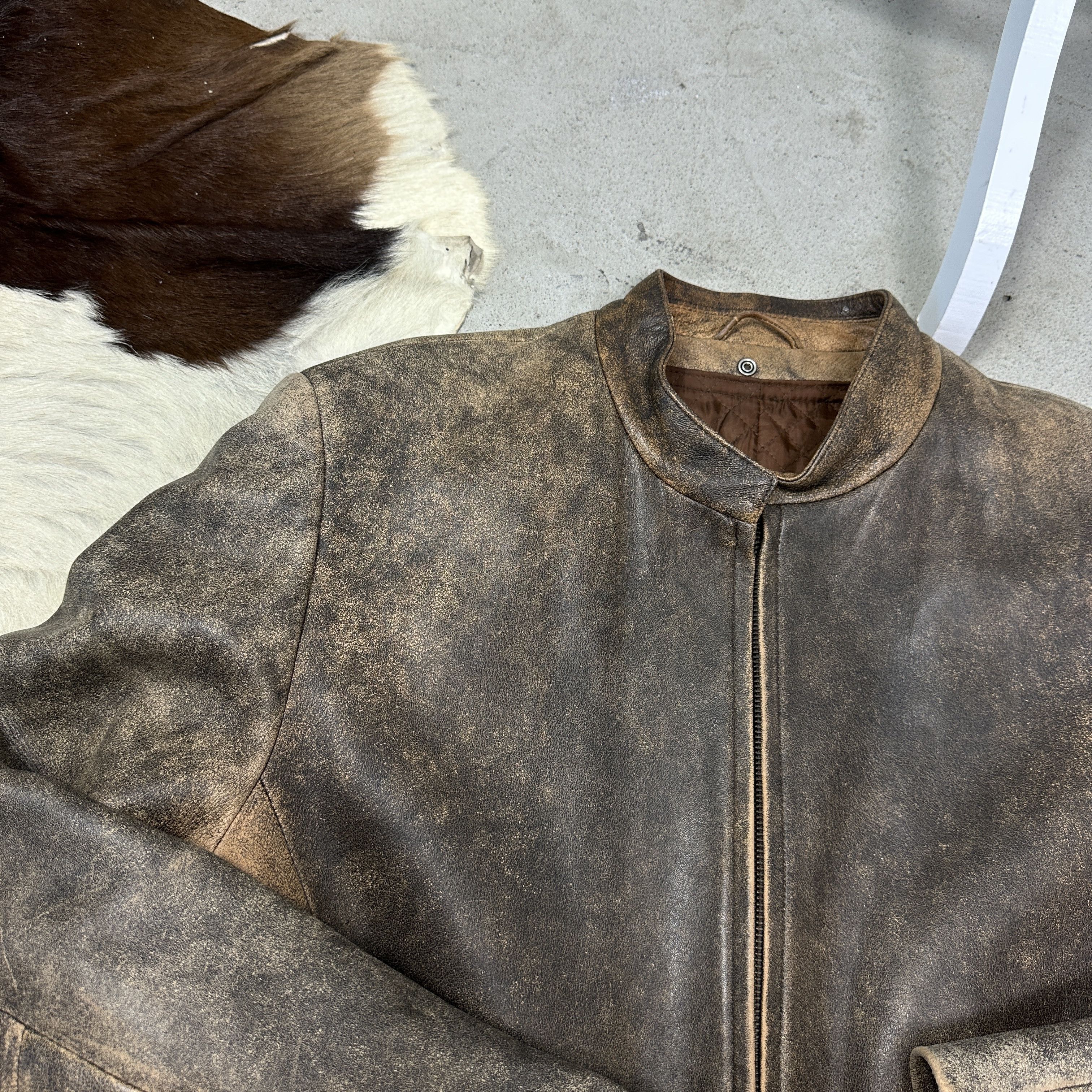 Vintage Vintage Leather Biker Moto Oversize Washed Jacket 00s Size US XL / EU 56 / 4 - 10 Thumbnail