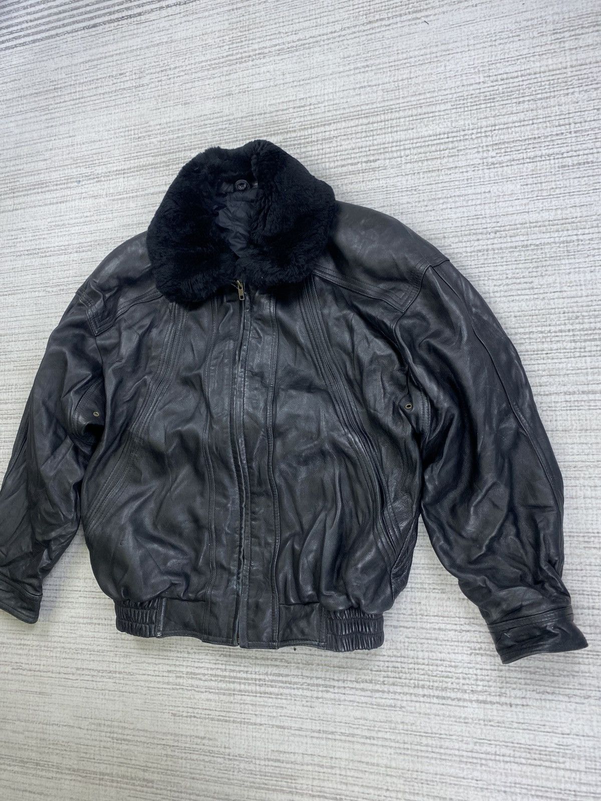 Japanese Brand × Vintage Vintage Marciano Rare Mink Fur Black Leather Jacket Size US L / EU 52-54 / 3 - 4 Thumbnail