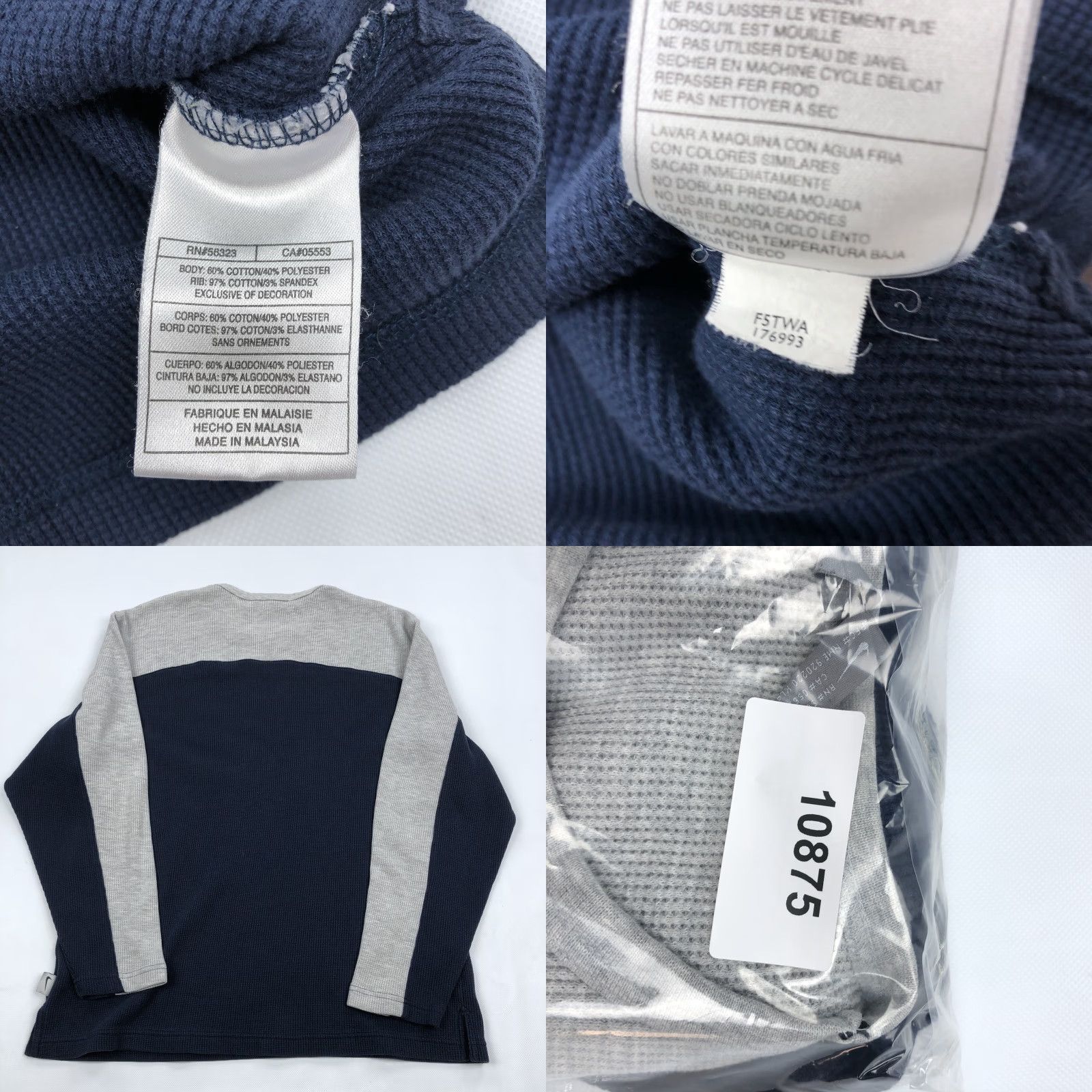 Nike Nike Men M Medium Waffle Knit Thermal T-Shirt Long Sleeve Gray Blue Block Colorblock Crew Neck Casual Sports Shirt Size US M / EU 48-50 / 2 - 8 Thumbnail
