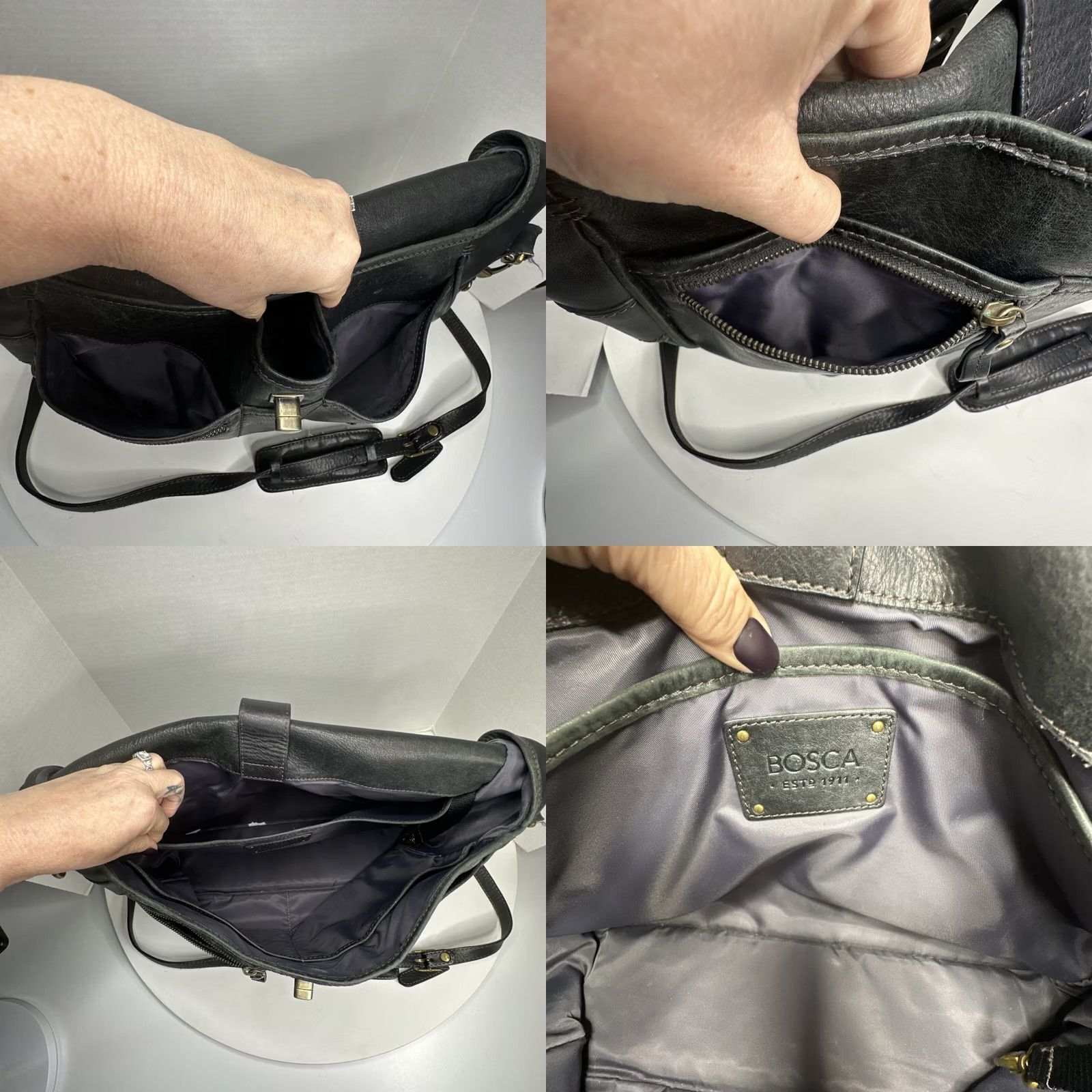 Bosca VINTAGE Bosca Leather Messenger Laptop Bag Black W/ Shoulder Strap Crossbody Size ONE SIZE - 9 Thumbnail