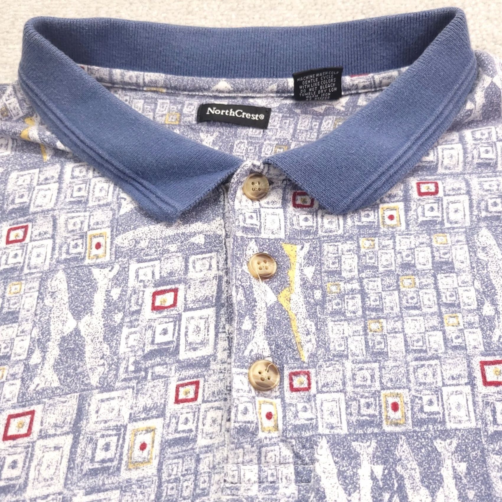 Vintage Northcrest Polo Shirt Short Sleeve All Over Shark Print XXL Mens Size US XXL / EU 58 / 5 - 7 Thumbnail