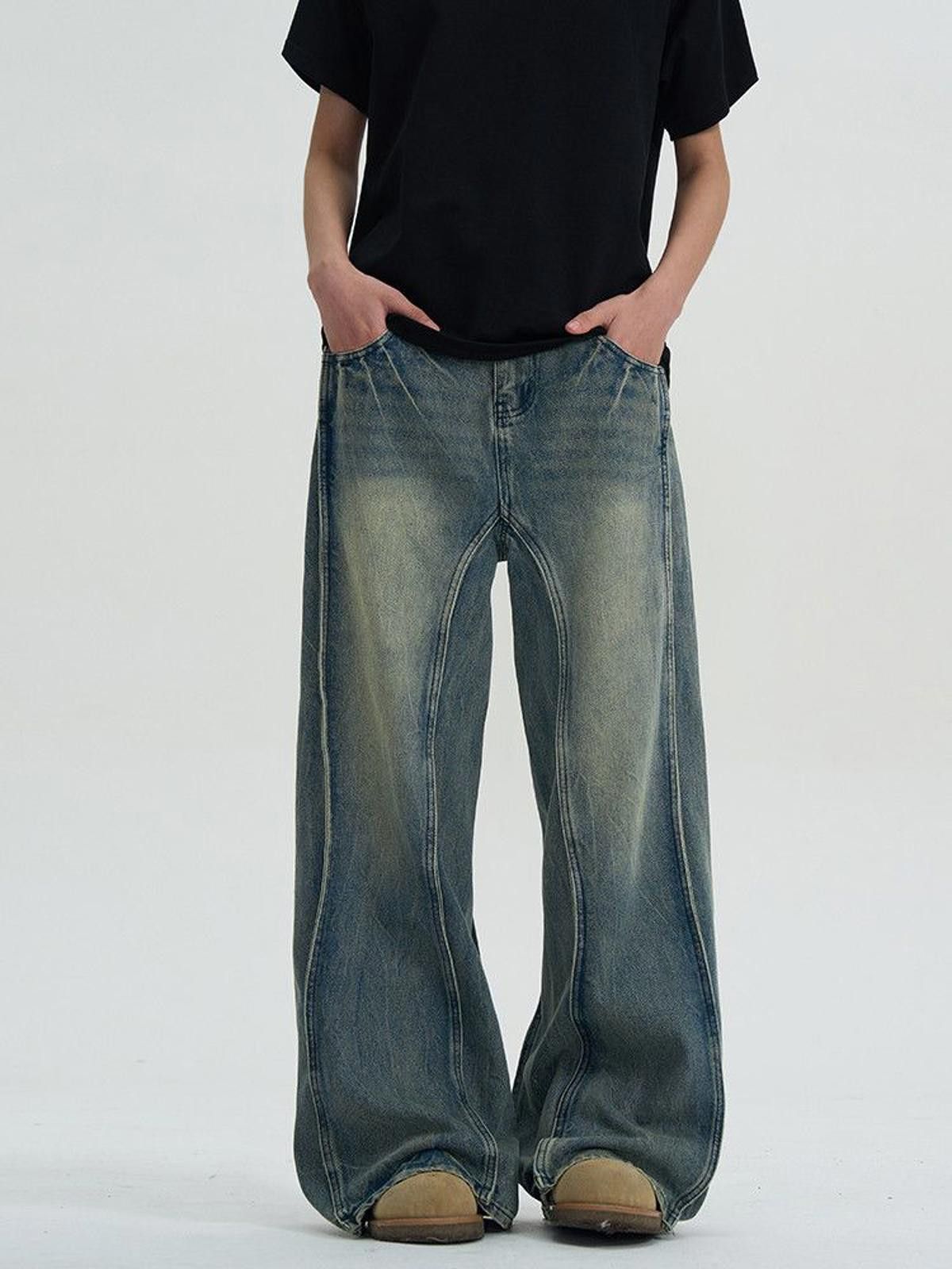 Jean × Vintage Blue Embroidered Baggy Denim Jeans, Wide Leg Loose Jeans Size US 32 / EU 48 - 4 Thumbnail