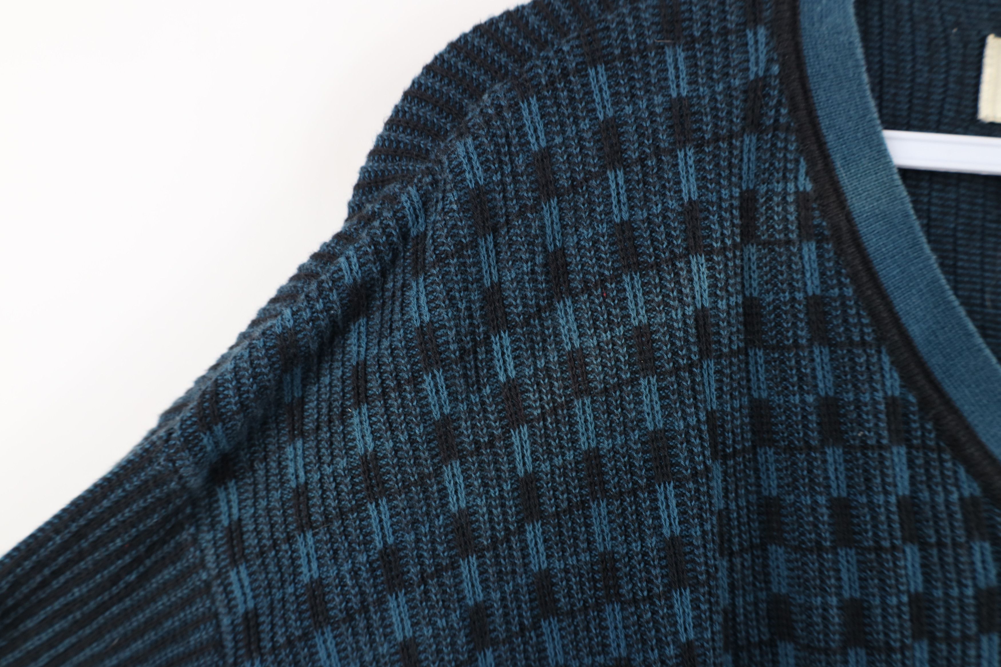 Vintage Vintage 90s Streetwear Striped Checkered Knit V-Neck Sweater Size US L / EU 52-54 / 3 - 5 Thumbnail