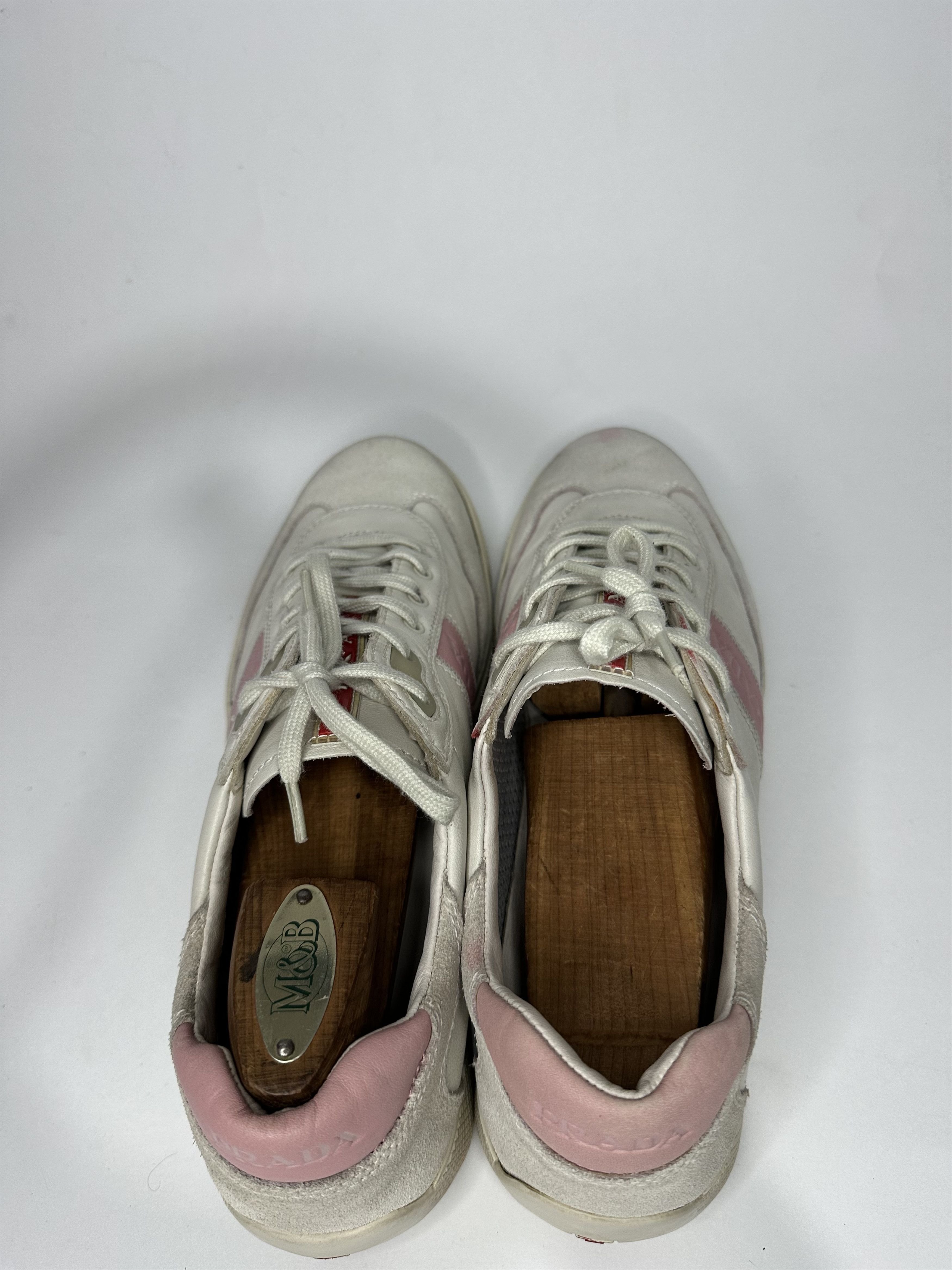 Prada Prada Pink and White Leather Low Top Sneakers. Size US 8 / EU 41 - 5 Thumbnail