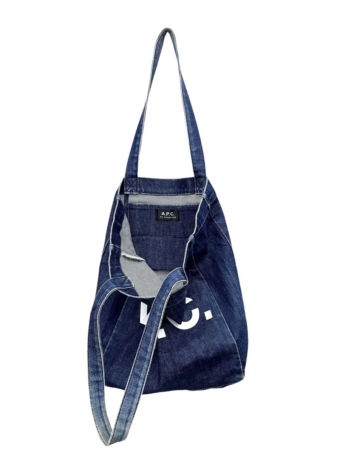 A.P.C. 🔥Vintage A.P.C RUE MADAME PARIS Distressed Denim Tote Bag Size ONE SIZE - 4 Thumbnail