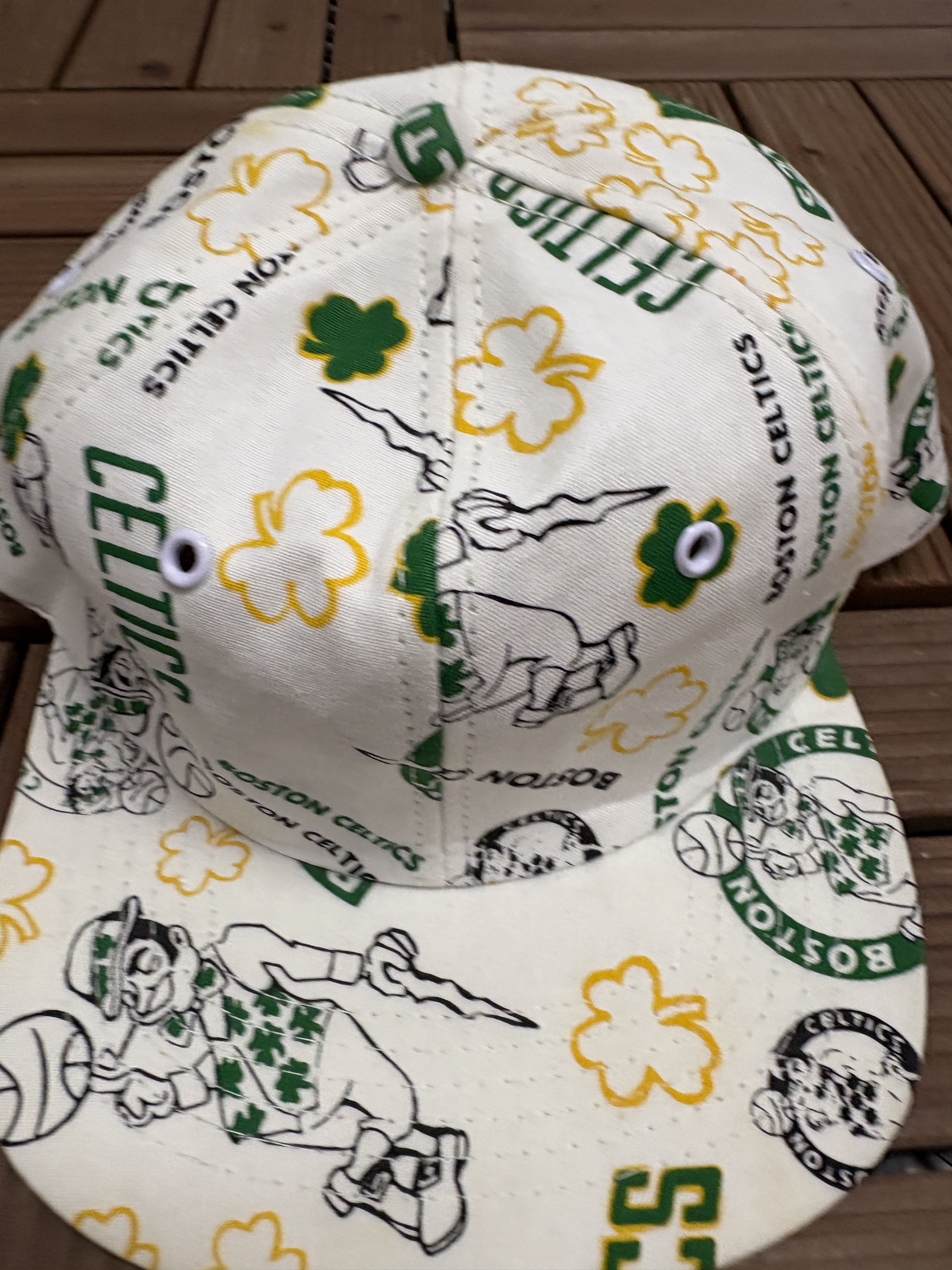 Vintage Boston Celtics AOP Vintage White Snap BackHat Size ONE SIZE - 3 Thumbnail