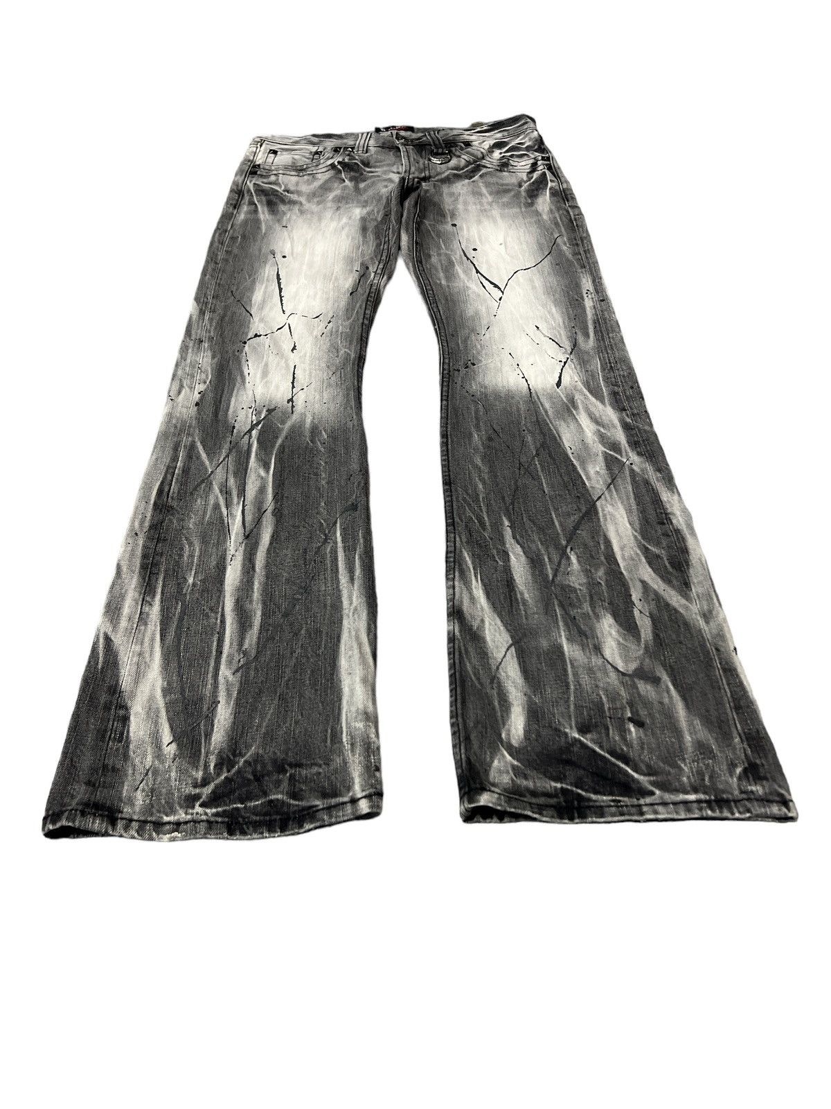 If Six Was Nine FLARED💥SORRIDERE SPLATER DISTRESSED DENIM PANT Size US 31 - 4 Thumbnail