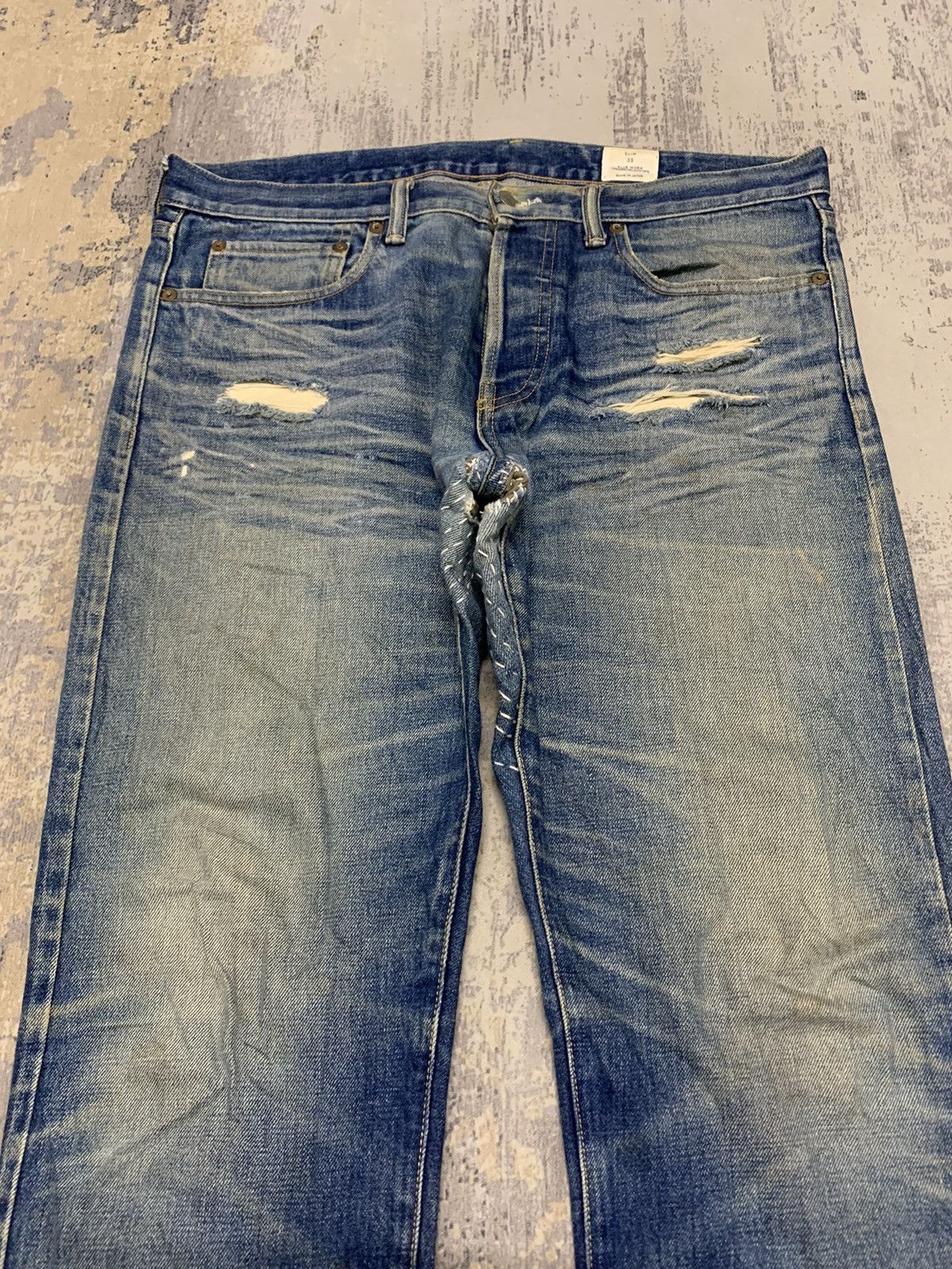 Japanese Brand Japanese Blue Work Custom Sashiko Boro Selvedge Denim Size US 35 - 6 Thumbnail