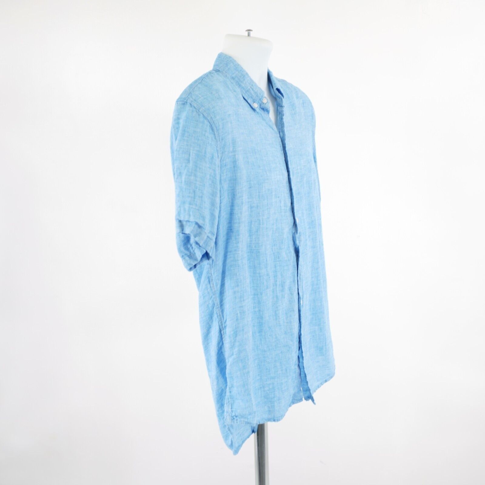 Michael Kors Michael Kors 100% Linen Slim Fit Blue Short Sleeve Medium Bu Size US M / EU 48-50 / 2 - 6 Thumbnail
