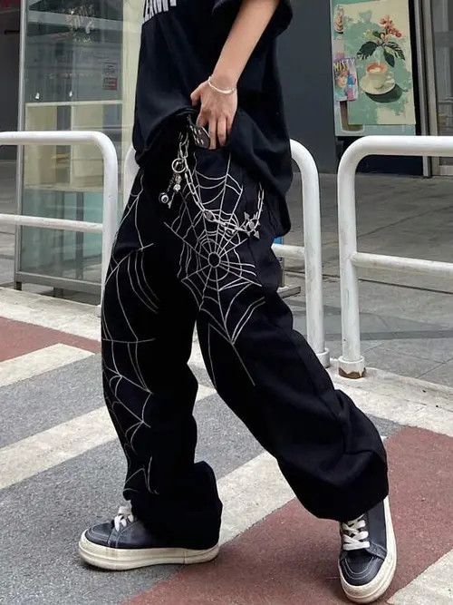 Jean SpiderWeb VINTAGE Y2K baggy jeans pants Size US 30 / EU 46 - 2 Thumbnail