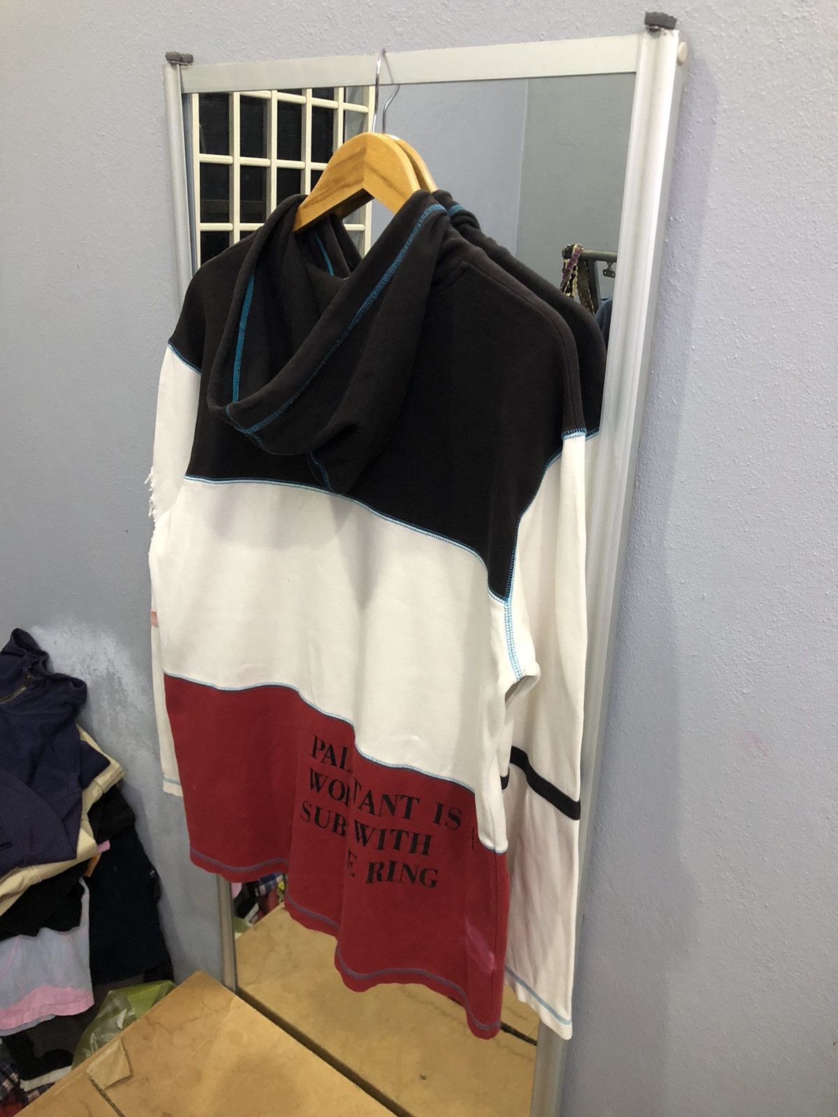 Kansai Yamamoto Vintage 90s Kansai Yamamoto Spellout Cut & Sew Hoodie Size US L / EU 52-54 / 3 - 11 Thumbnail