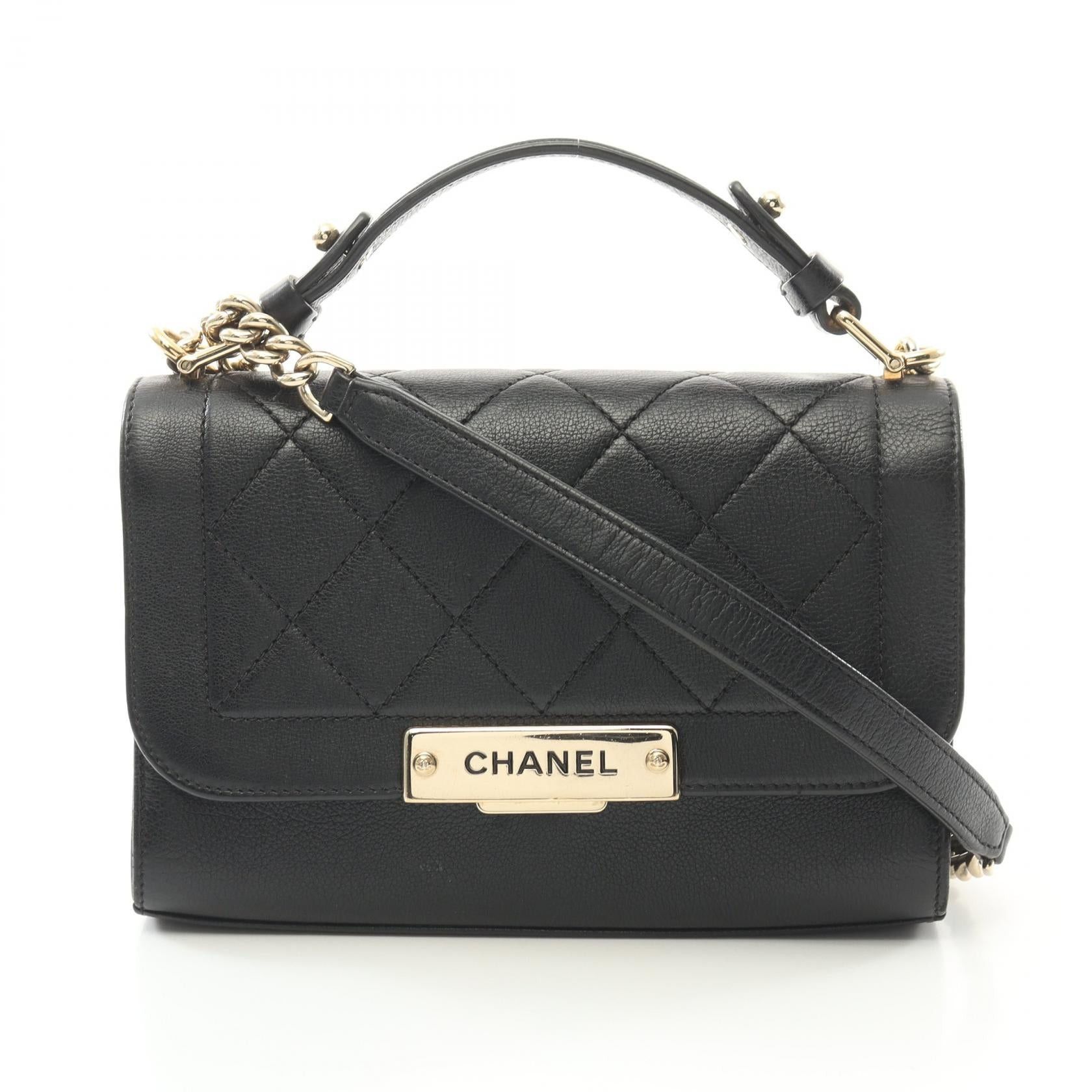 Chanel Chanel Matelasse Click Label Chain Shoulder Bag Leather Black Gold Hardware Size ONE SIZE - 1 Thumbnail