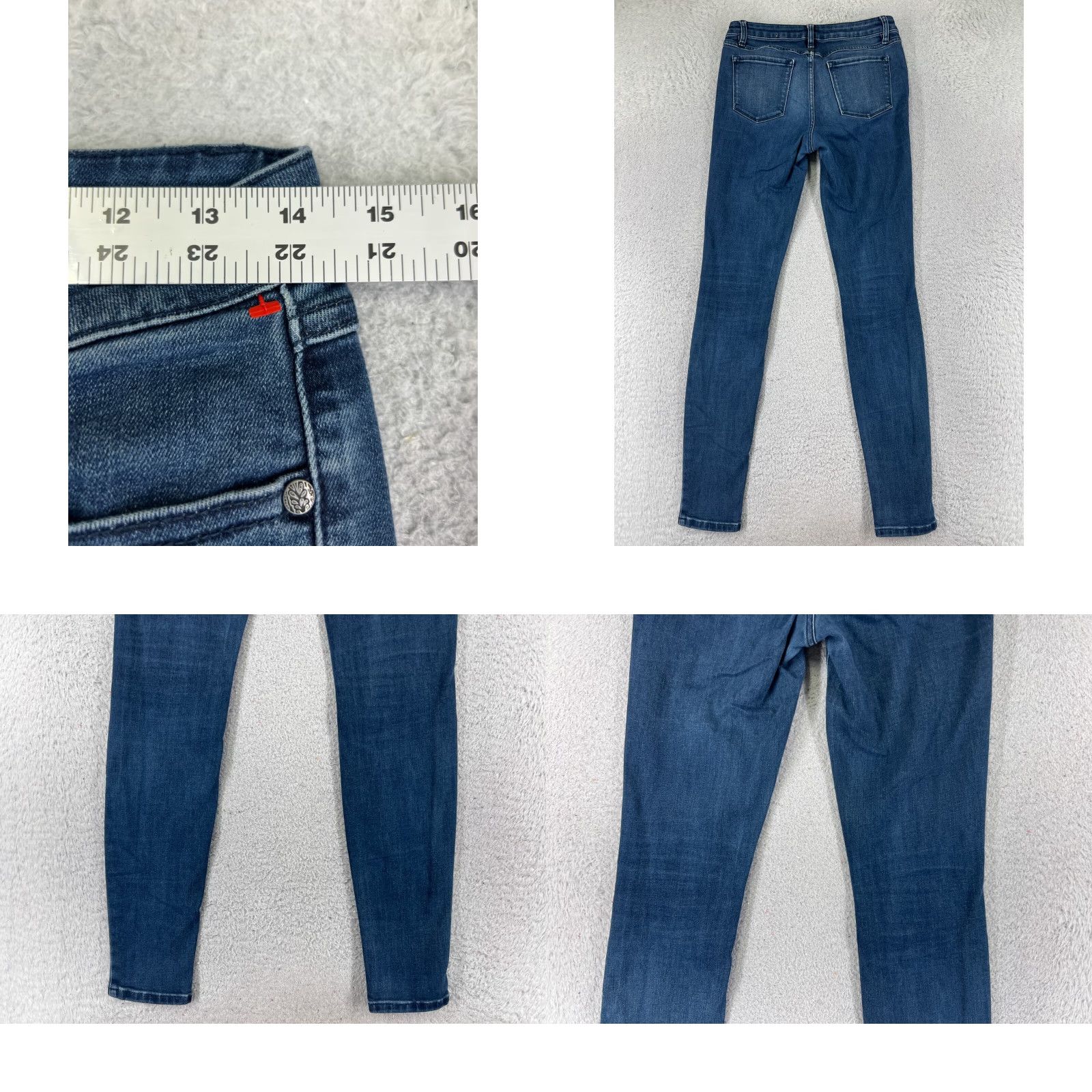 Prana prAna Jeans Women 6 Blue Denim Skinny Low Rise Cotton Blend Zip Fly 26x30 Size 28" / US 6 / IT 42 - 9 Thumbnail