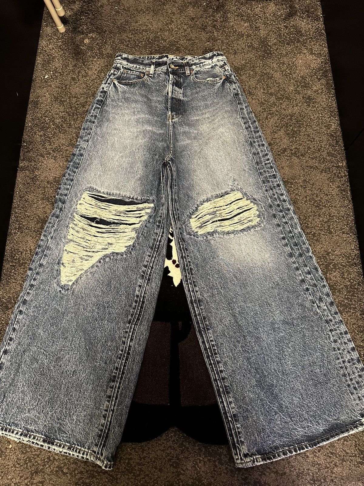 Pre-owned Patched Baggy Jeans In Blue
