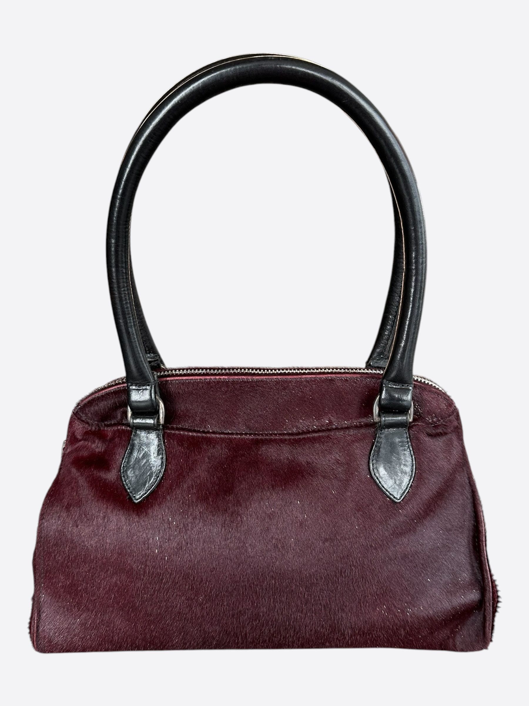 Chrome Hearts Chrome Hearts Burgundy & Black Ponyhair Hand Bag Size ONE SIZE - 3 Thumbnail
