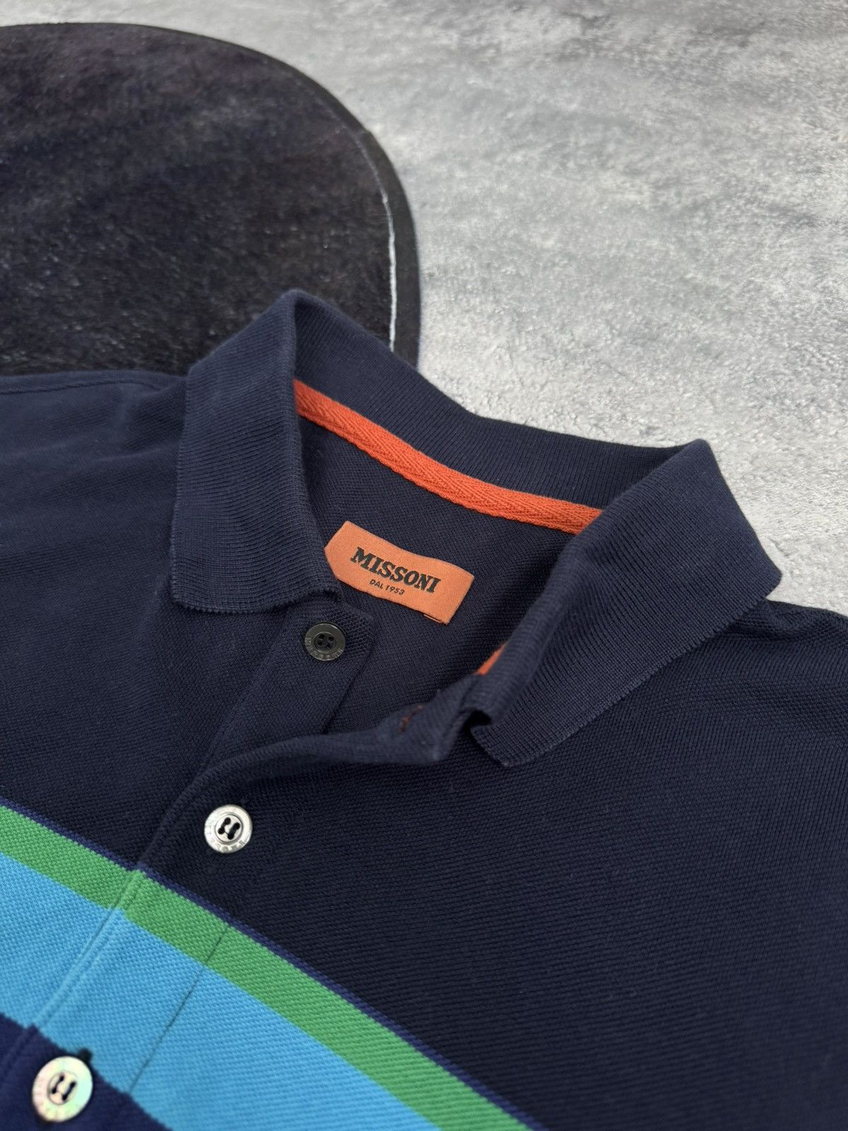 Missoni Missoni Italy Luxury Striped Long Sleeve Navy/ Green/Blue Size US S / EU 44-46 / 1 - 8 Thumbnail