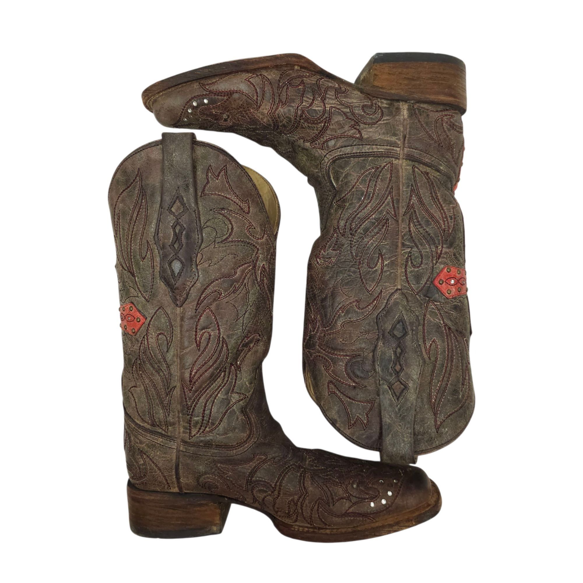 Corral Corral Western Boots Leather Women 6.5M Cross Stud Size US 6.5 / IT 36.5 - 4 Thumbnail