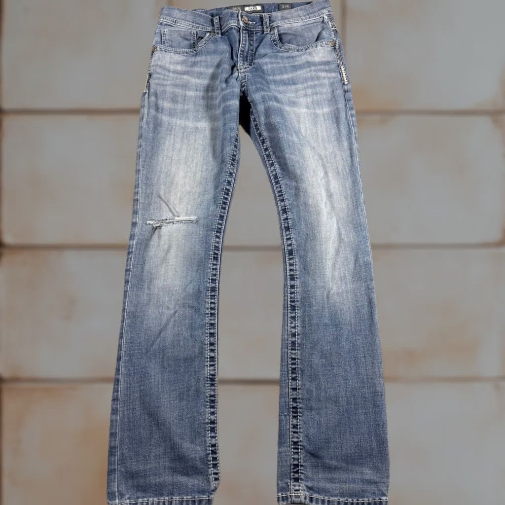 BKE BKE Jake Jeans Straight Leg Medium Wash Western Style embroidered SZ 33x31 Mens Size US 33 - 1 Thumbnail