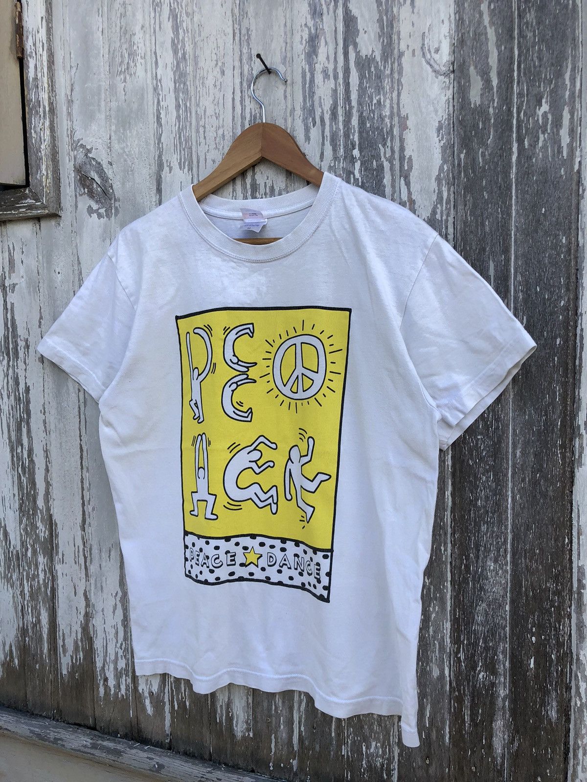 Japanese Brand × Keith Haring × Vintage Vintage 90s Keith Haring Peace Dance Tshirts Size US M / EU 48-50 / 2 - 4 Thumbnail