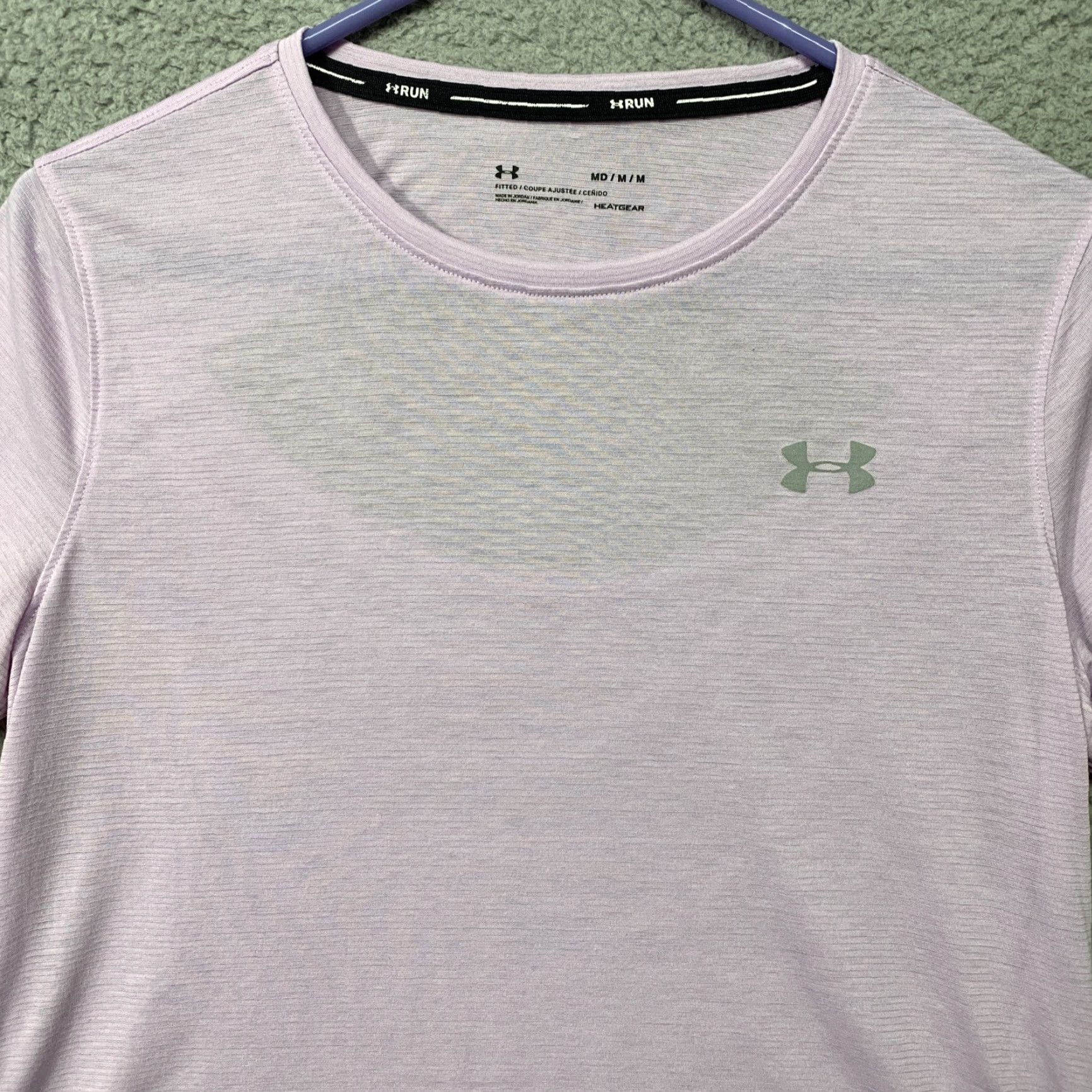 Under Armour Under Armour Run Pullover Top Womens M Lt Purple & Orange Logo Fitted Shirt Size M / US 6-8 / IT 42-44 - 2 Thumbnail