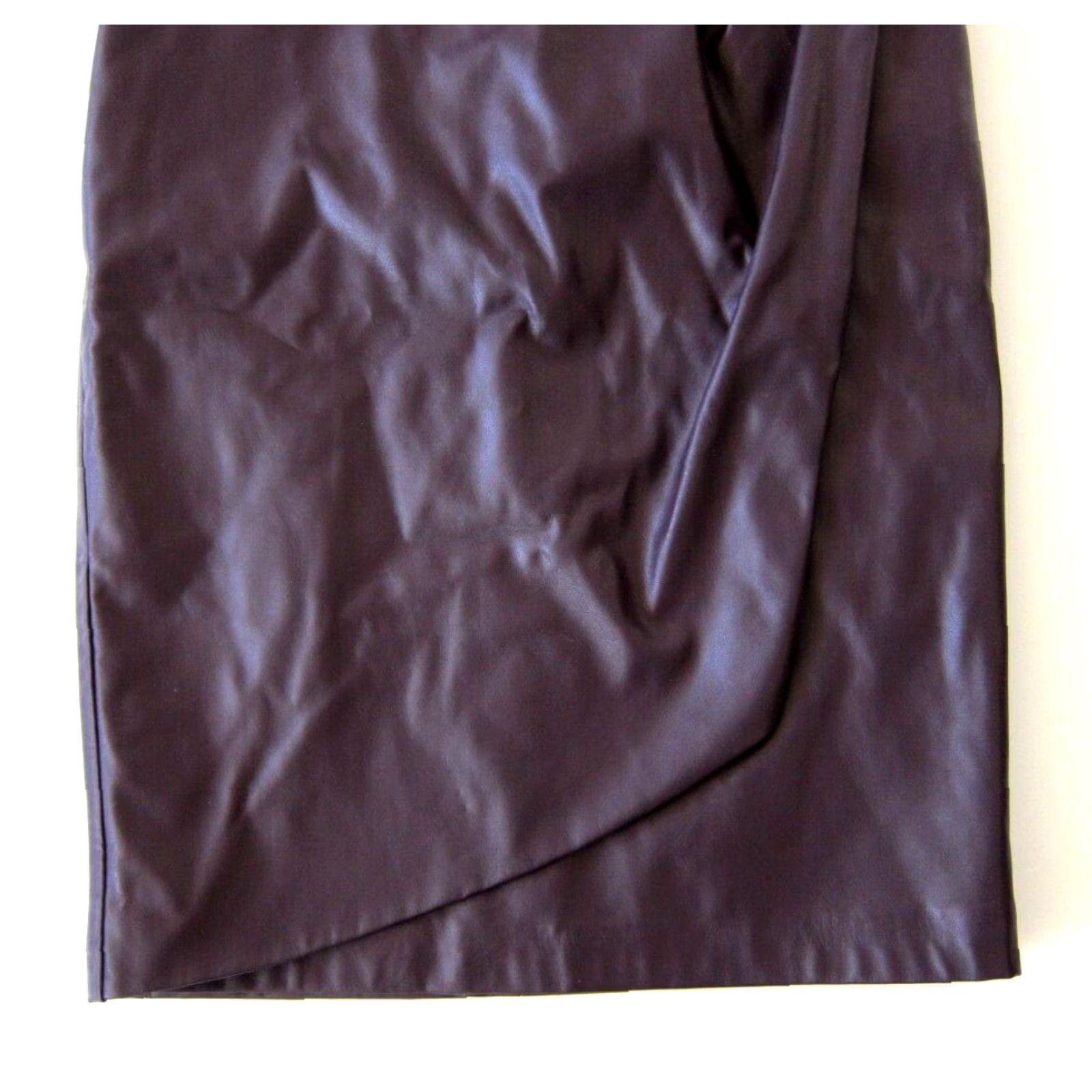 Calvin Klein Calvin Klein Purple Faux Leather Zipper Straight Pencil Wrap Work Skirt 4 Womens Knee Length Size 2 30" Waist 38" Hip Bar 23.5" Waist to Hem Size 26" / US 2 / IT 38 - 8 Thumbnail