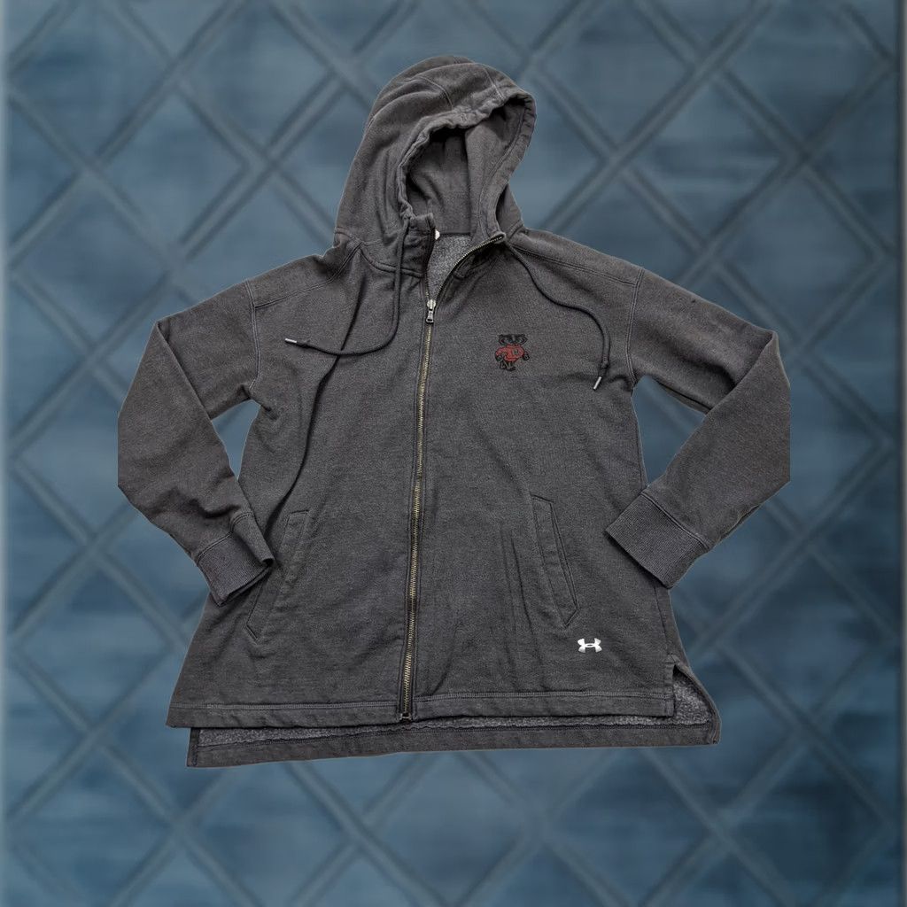 Under Armour Under Armour Hoodie Women M Gray UW Wisconsin Bucky Loose Cold Gear Logo Activewear Sweatshirt Size M / US 6-8 / IT 42-44 - 1 Thumbnail